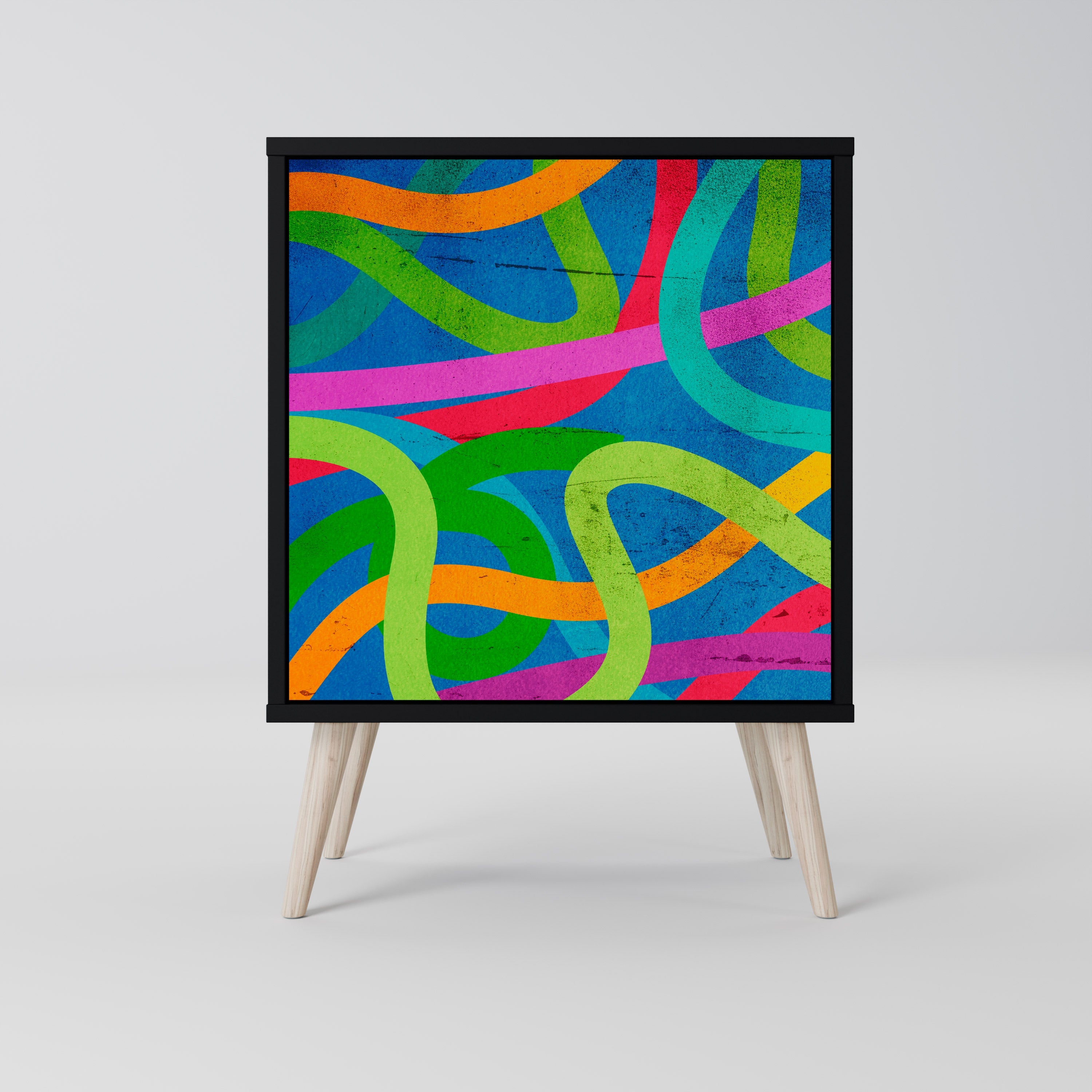 STREAMER TANGLE Aparador de 1 Porta em Acabamento Preto