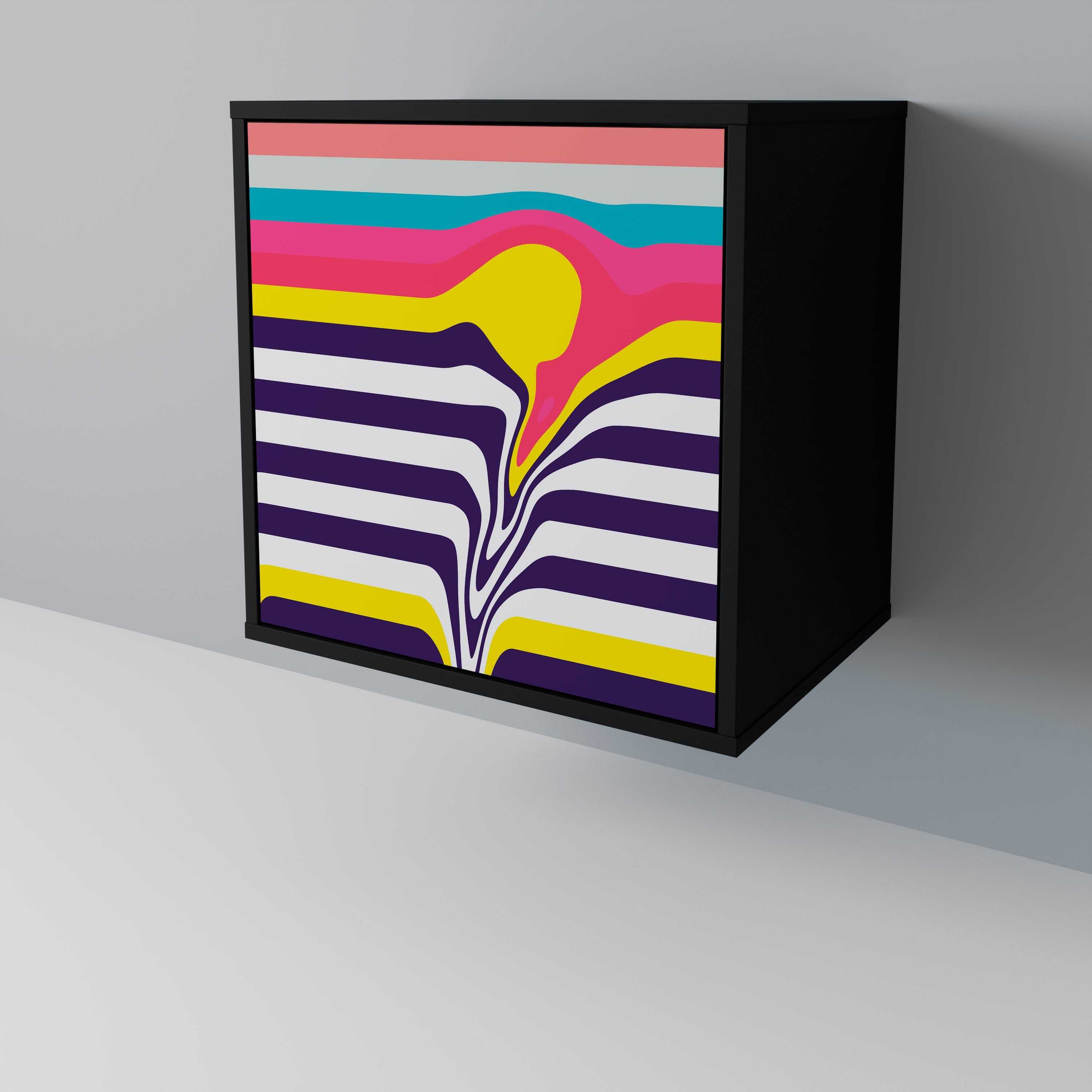 TONE COLLAPSE Aparador de 1 Porta em Acabamento Preto