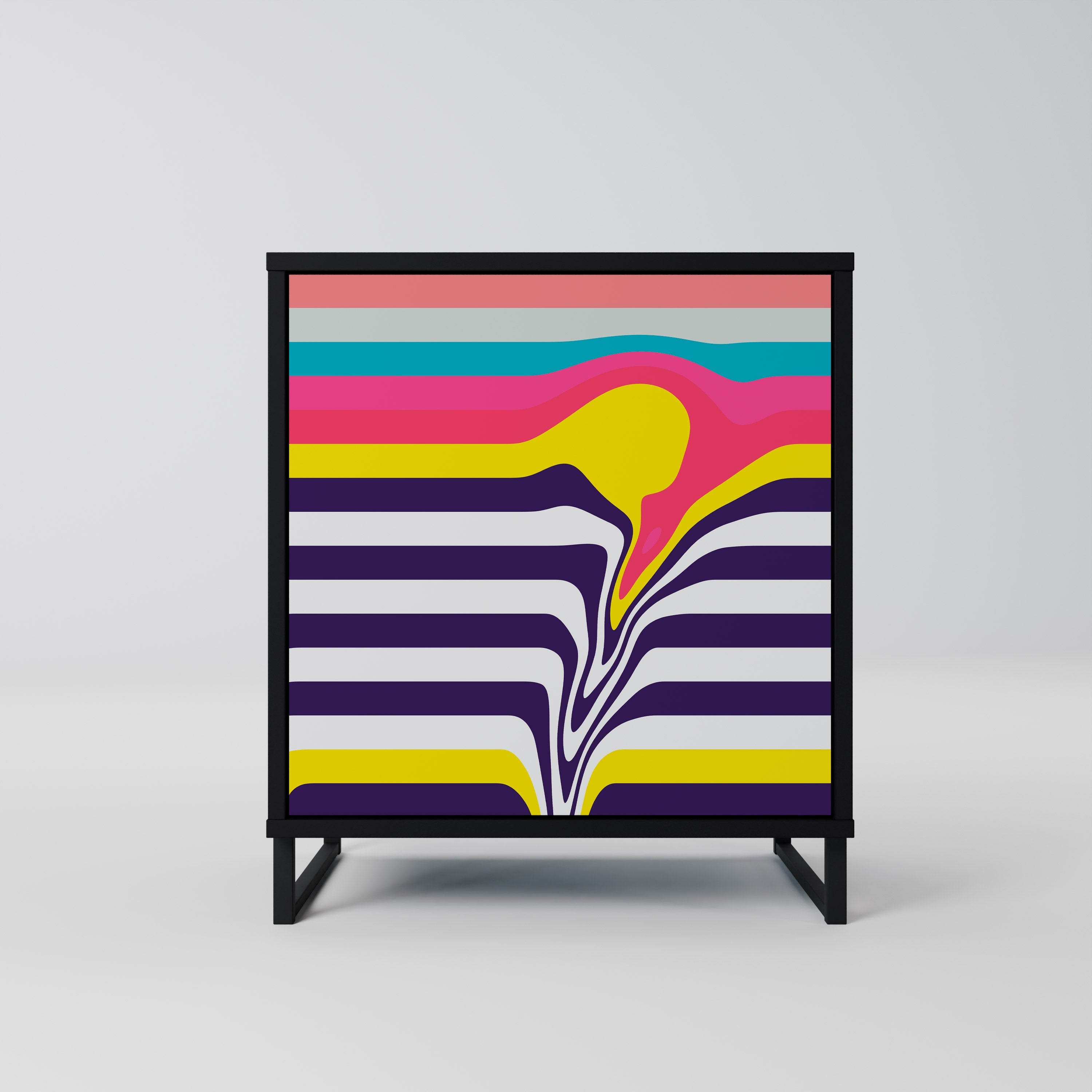 TONE COLLAPSE Aparador de 1 Porta em Acabamento Preto