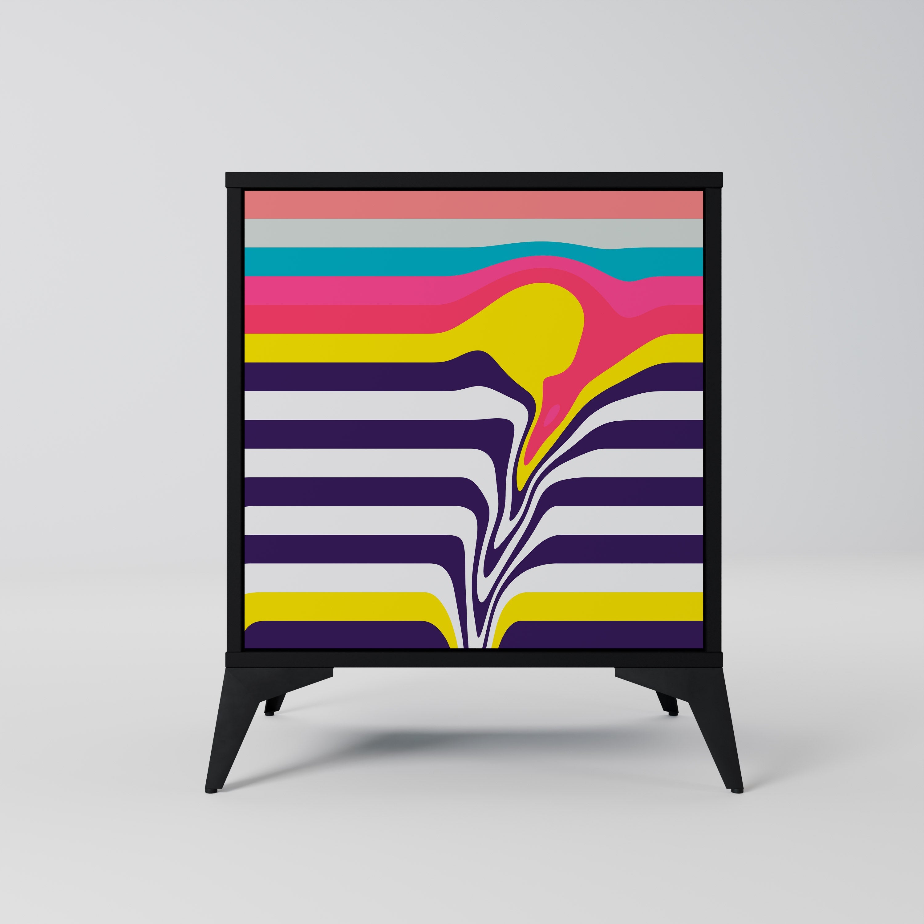 TONE COLLAPSE Aparador de 1 Porta em Acabamento Preto