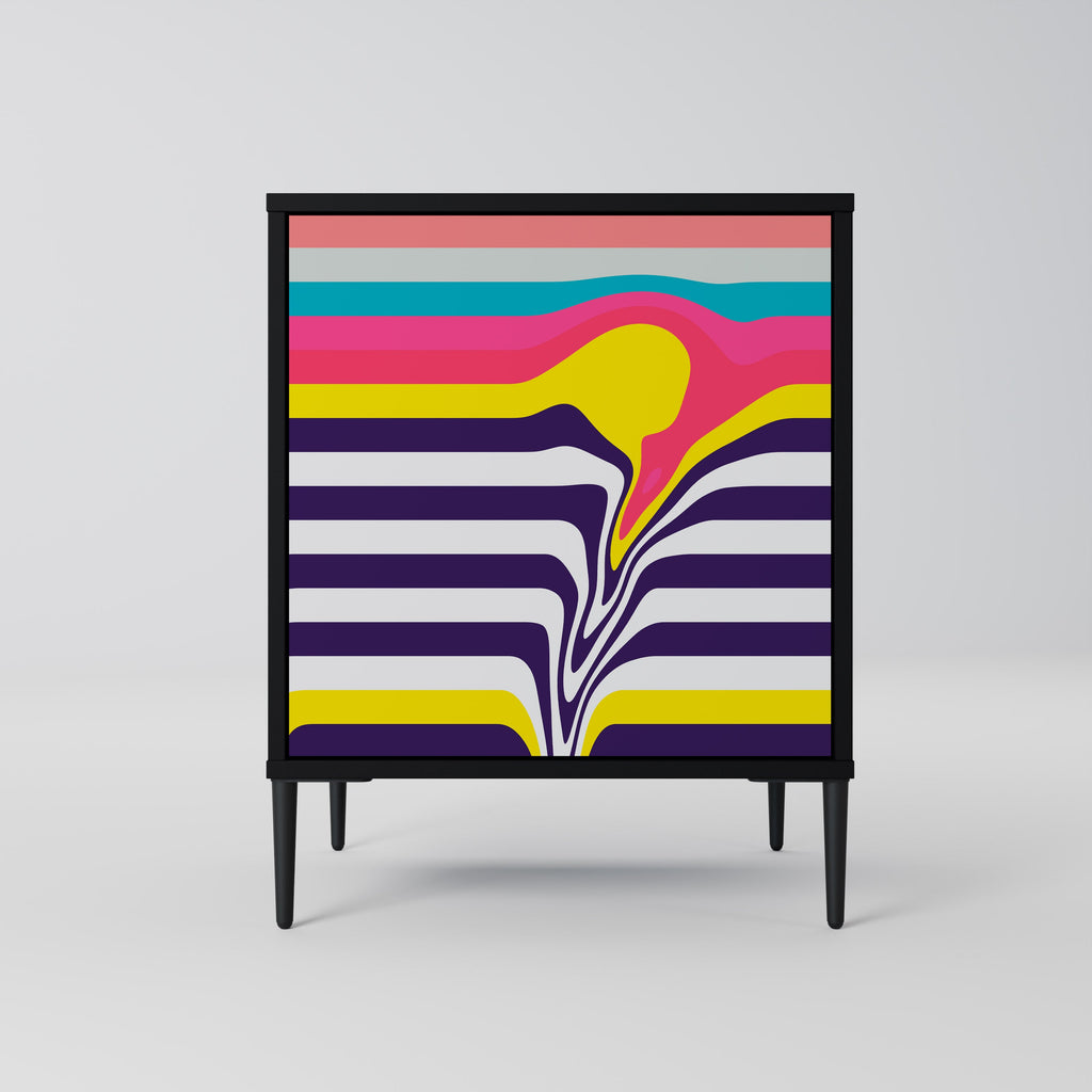 TONE COLLAPSE Aparador de 1 Porta em Acabamento Preto