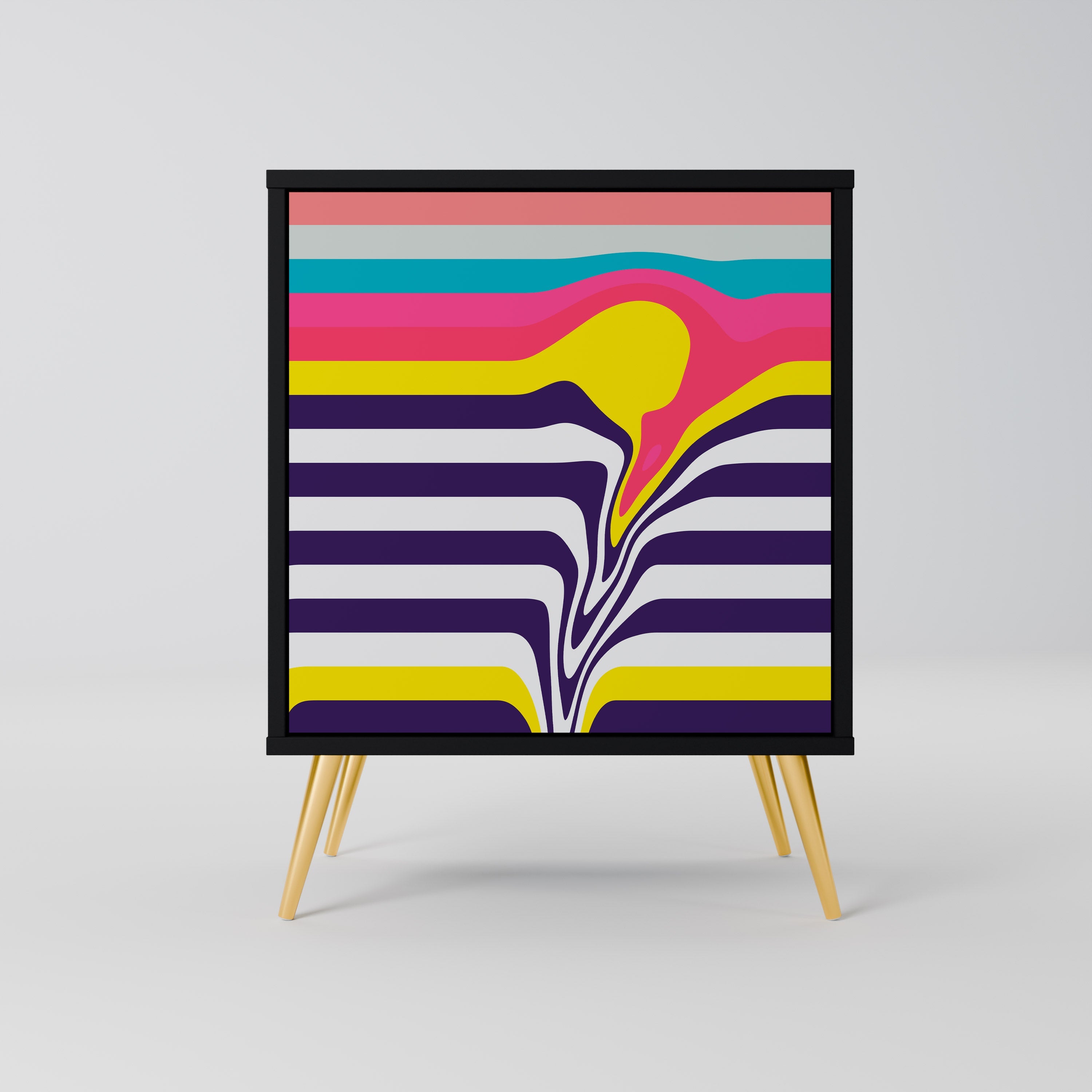 TONE COLLAPSE Aparador de 1 Porta em Acabamento Preto