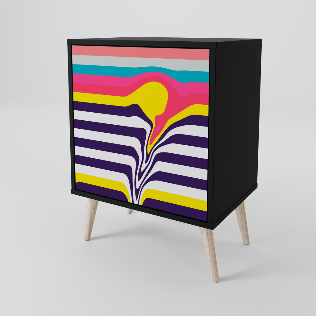 TONE COLLAPSE Aparador de 1 Porta em Acabamento Preto