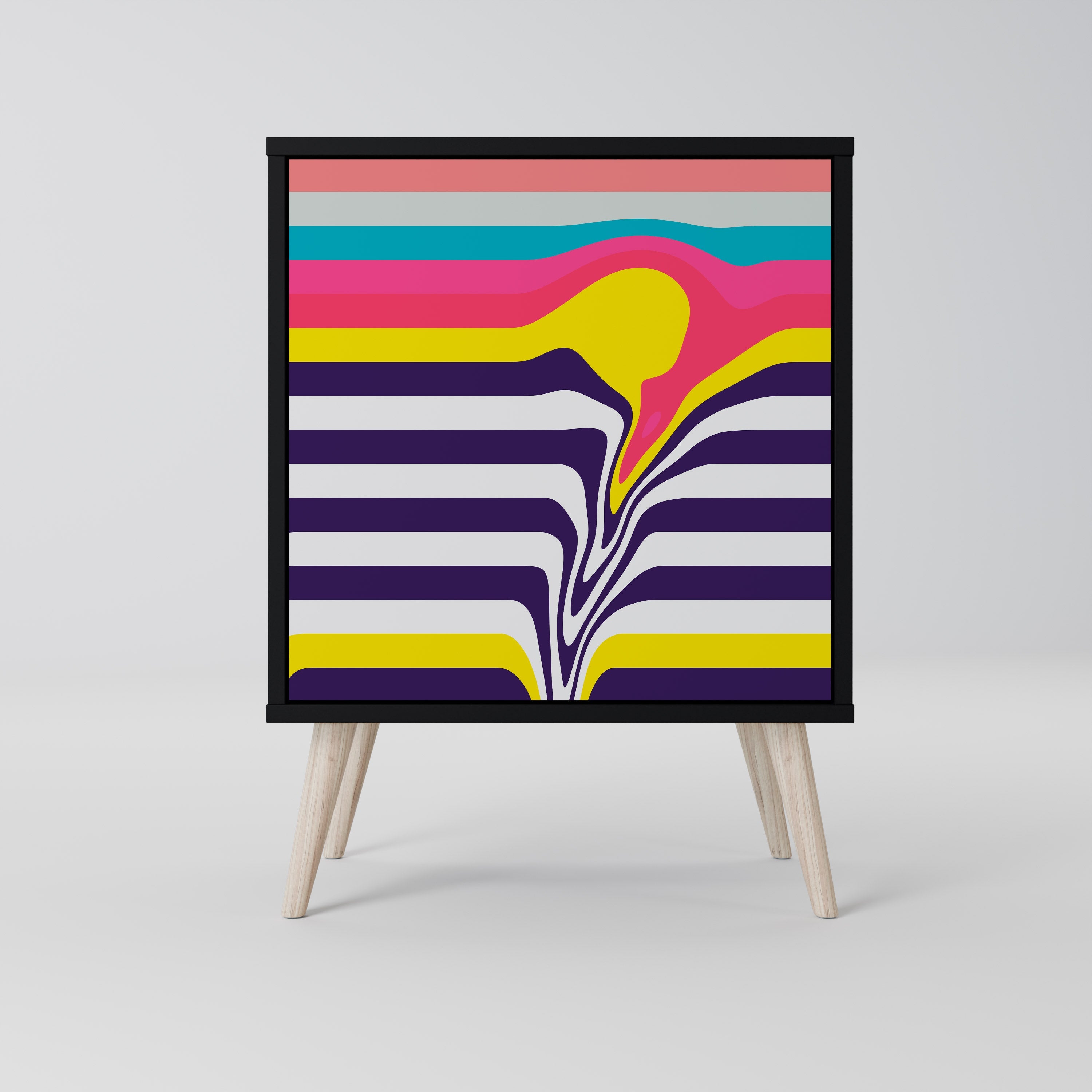 TONE COLLAPSE Aparador de 1 Porta em Acabamento Preto