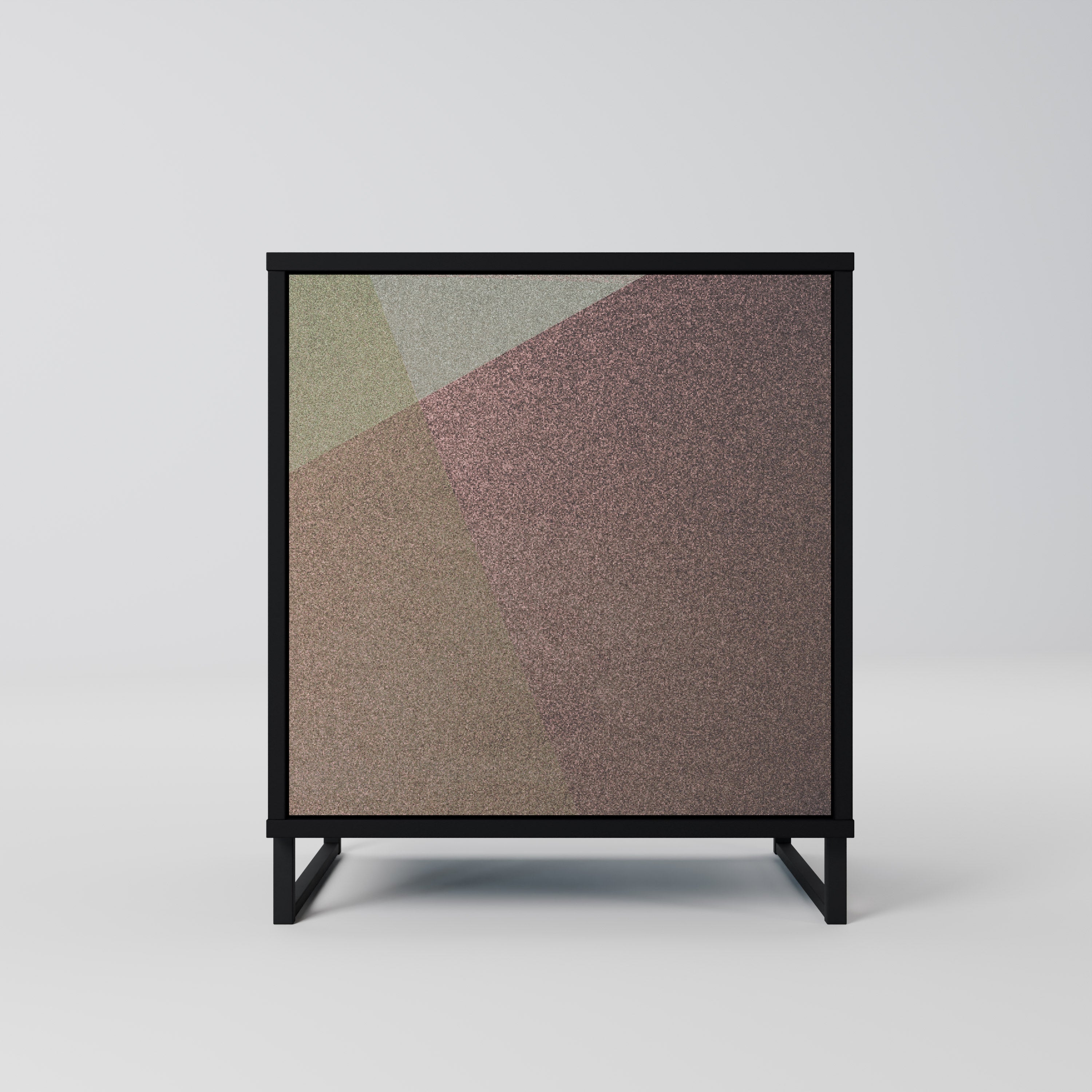 BEIGE GEOMETRY Aparador de 1 Porta em Acabamento Preto