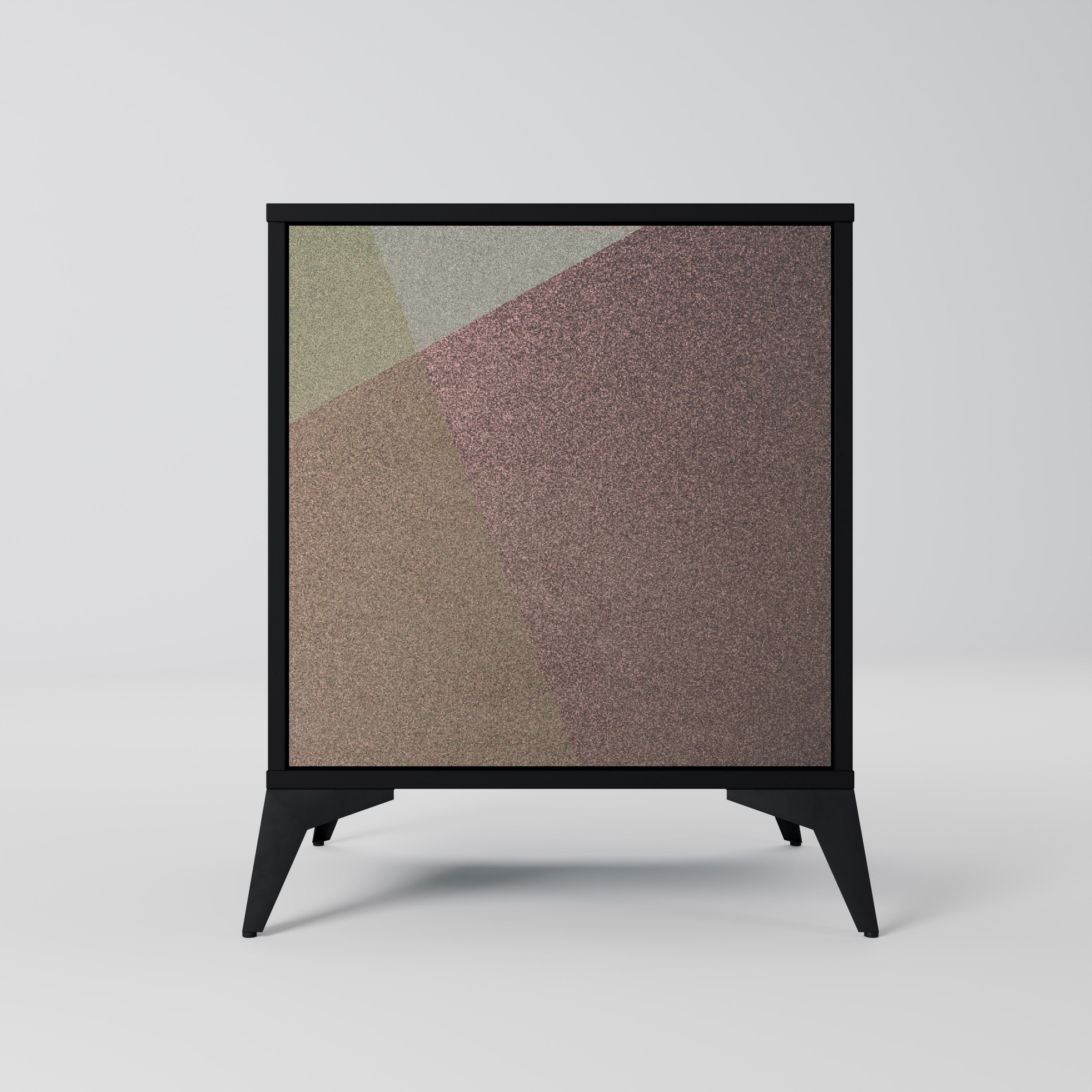 BEIGE GEOMETRY Aparador de 1 Porta em Acabamento Preto