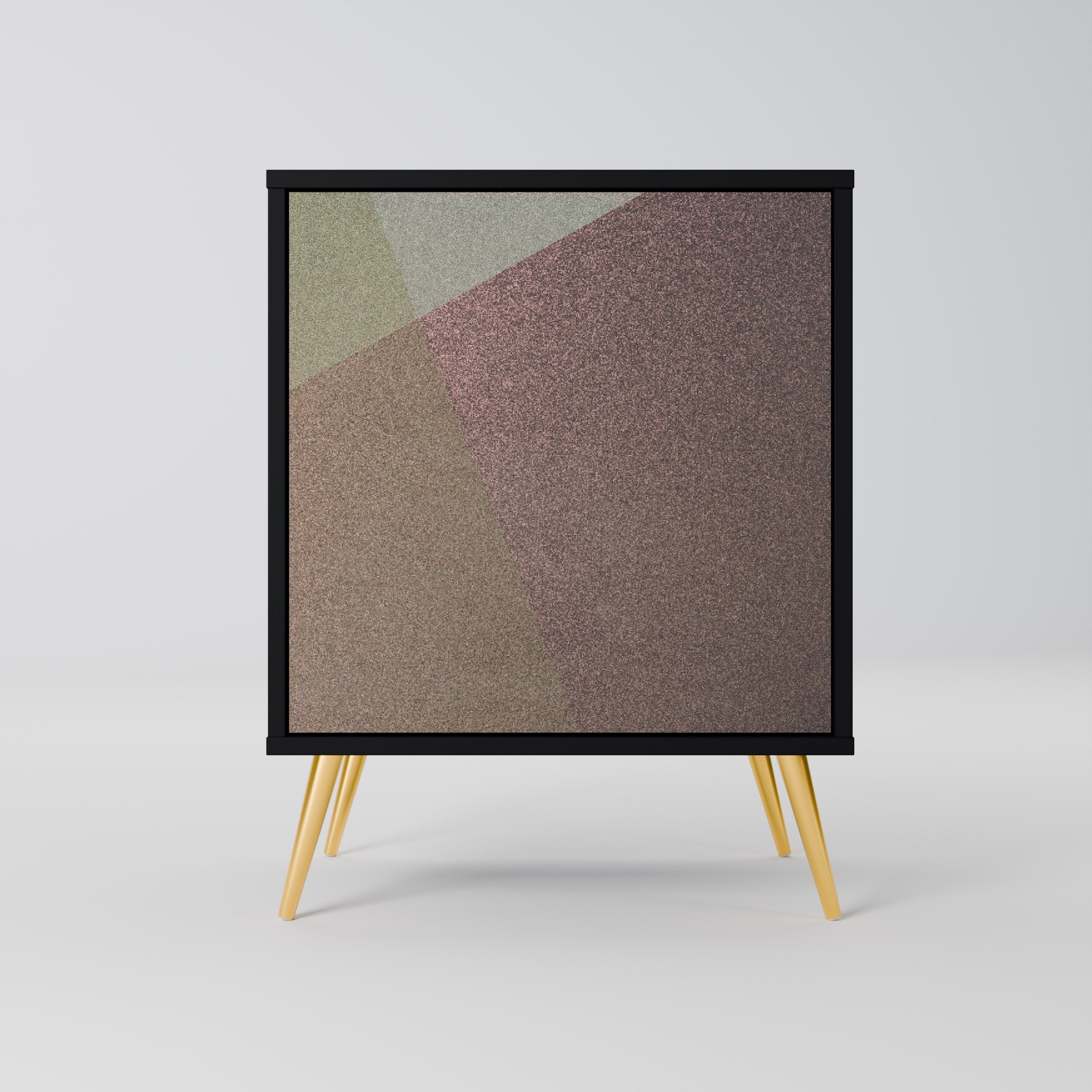 BEIGE GEOMETRY Aparador de 1 Porta em Acabamento Preto