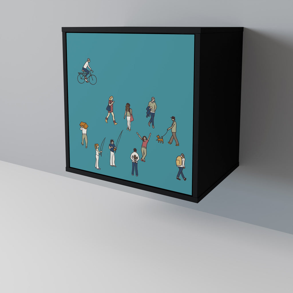 COLLECTIVE STREAM Aparador de 1 Porta em Acabamento Preto