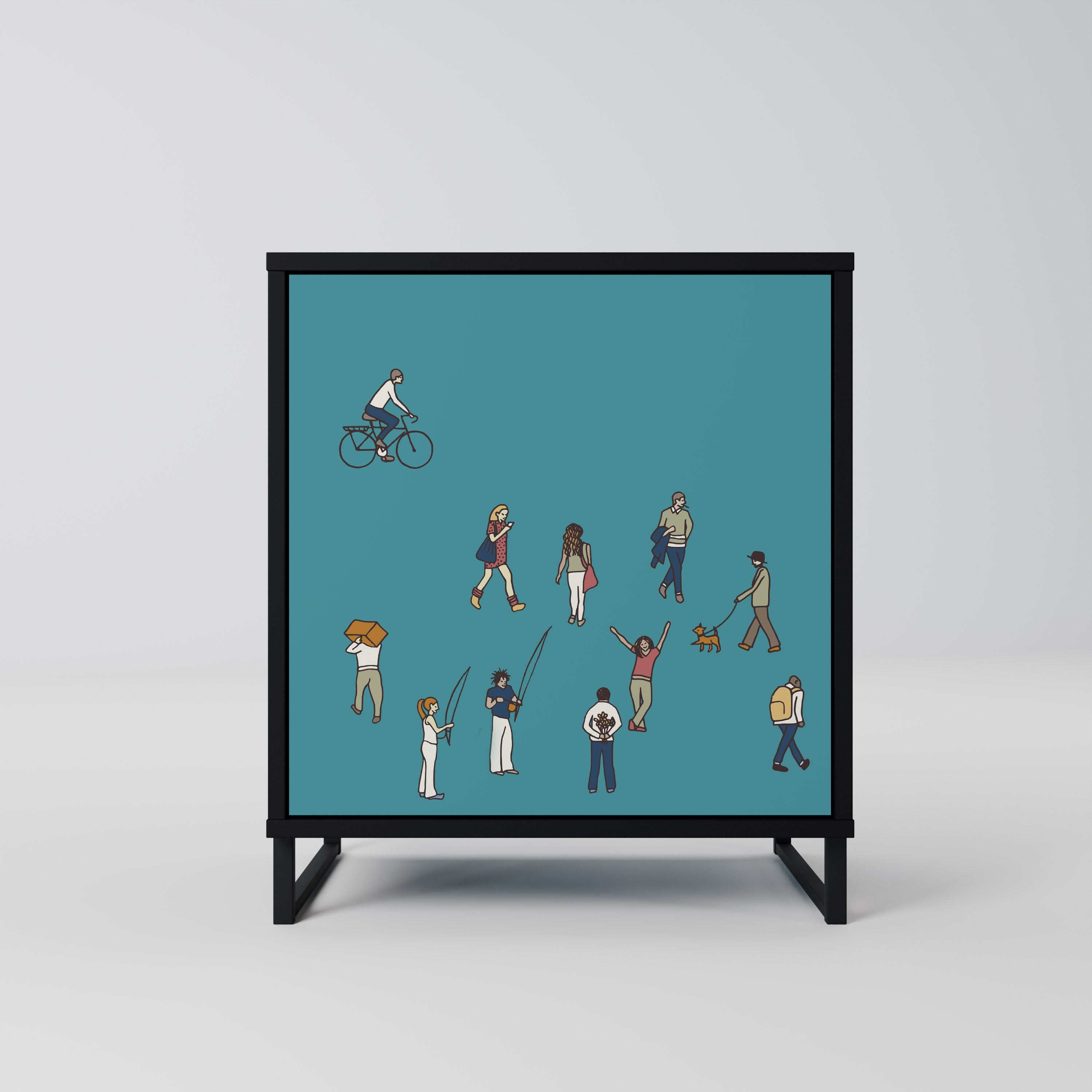 COLLECTIVE STREAM Aparador de 1 Porta em Acabamento Preto