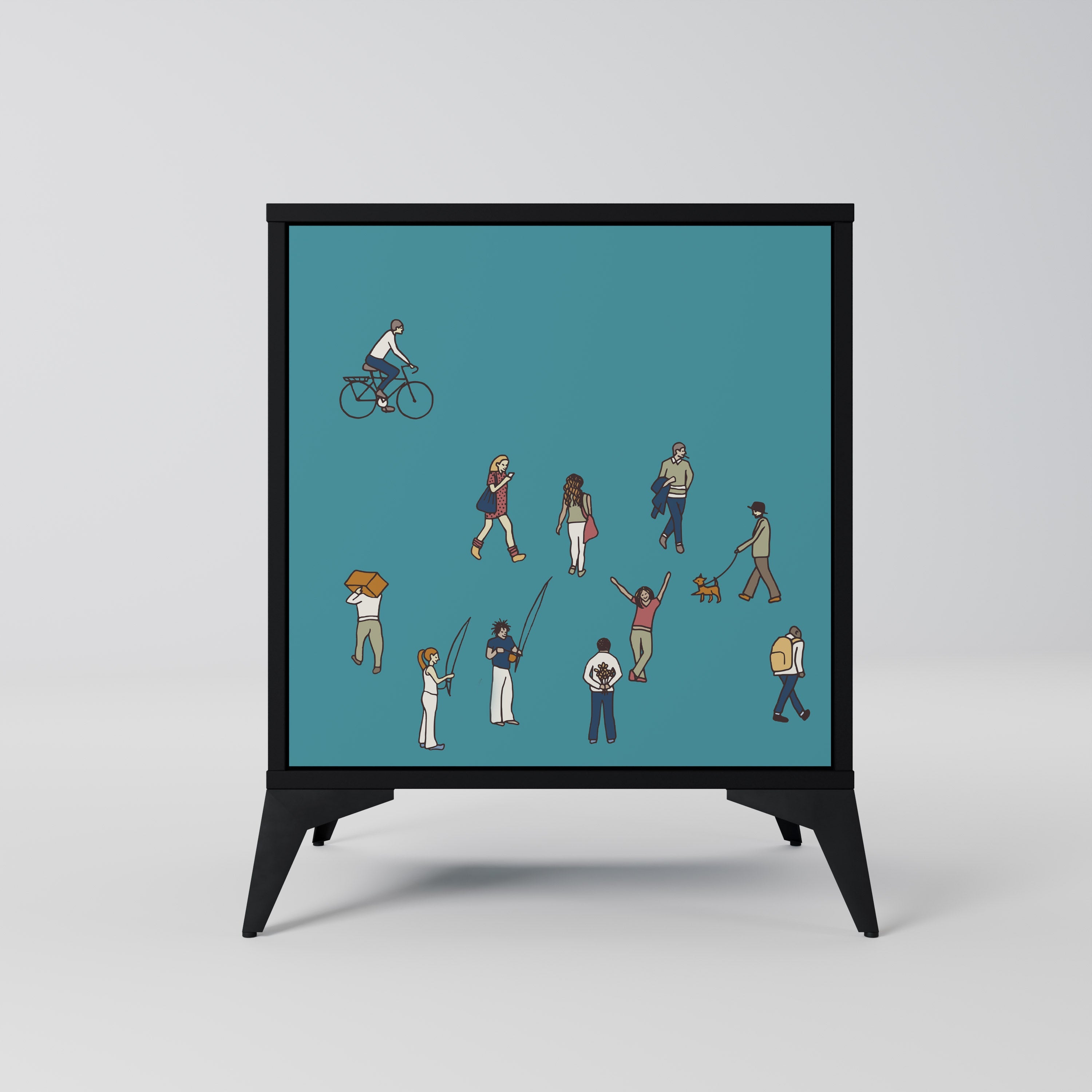 COLLECTIVE STREAM Aparador de 1 Porta em Acabamento Preto