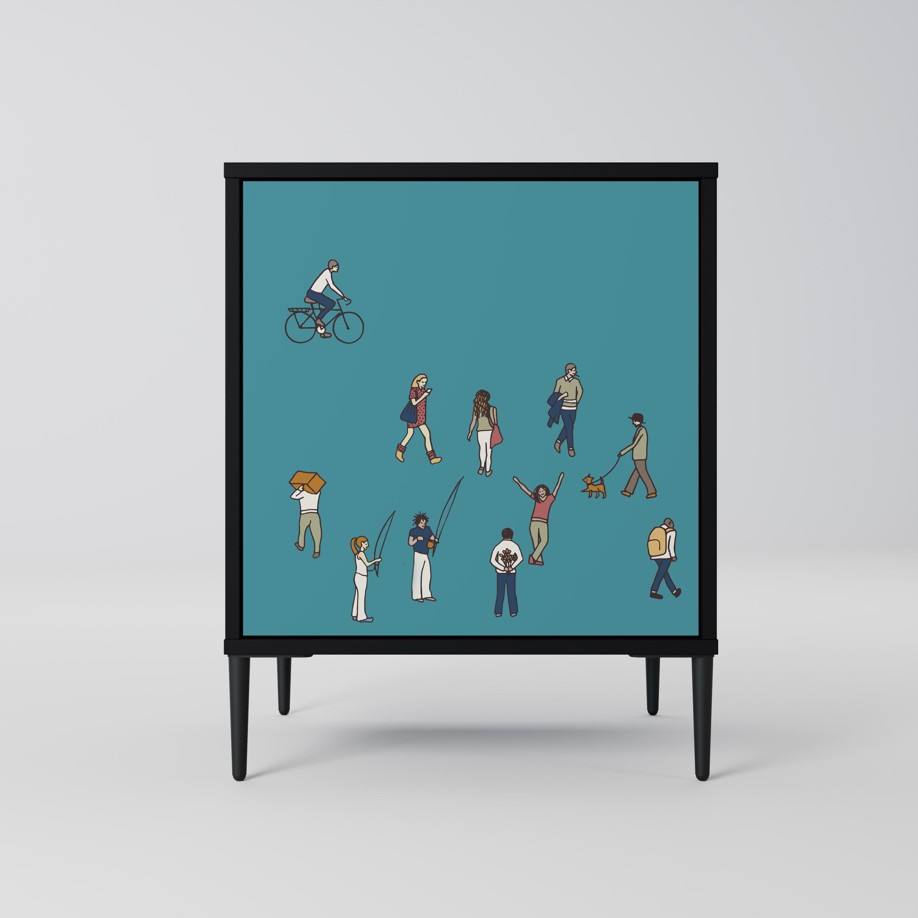 COLLECTIVE STREAM Aparador de 1 Porta em Acabamento Preto