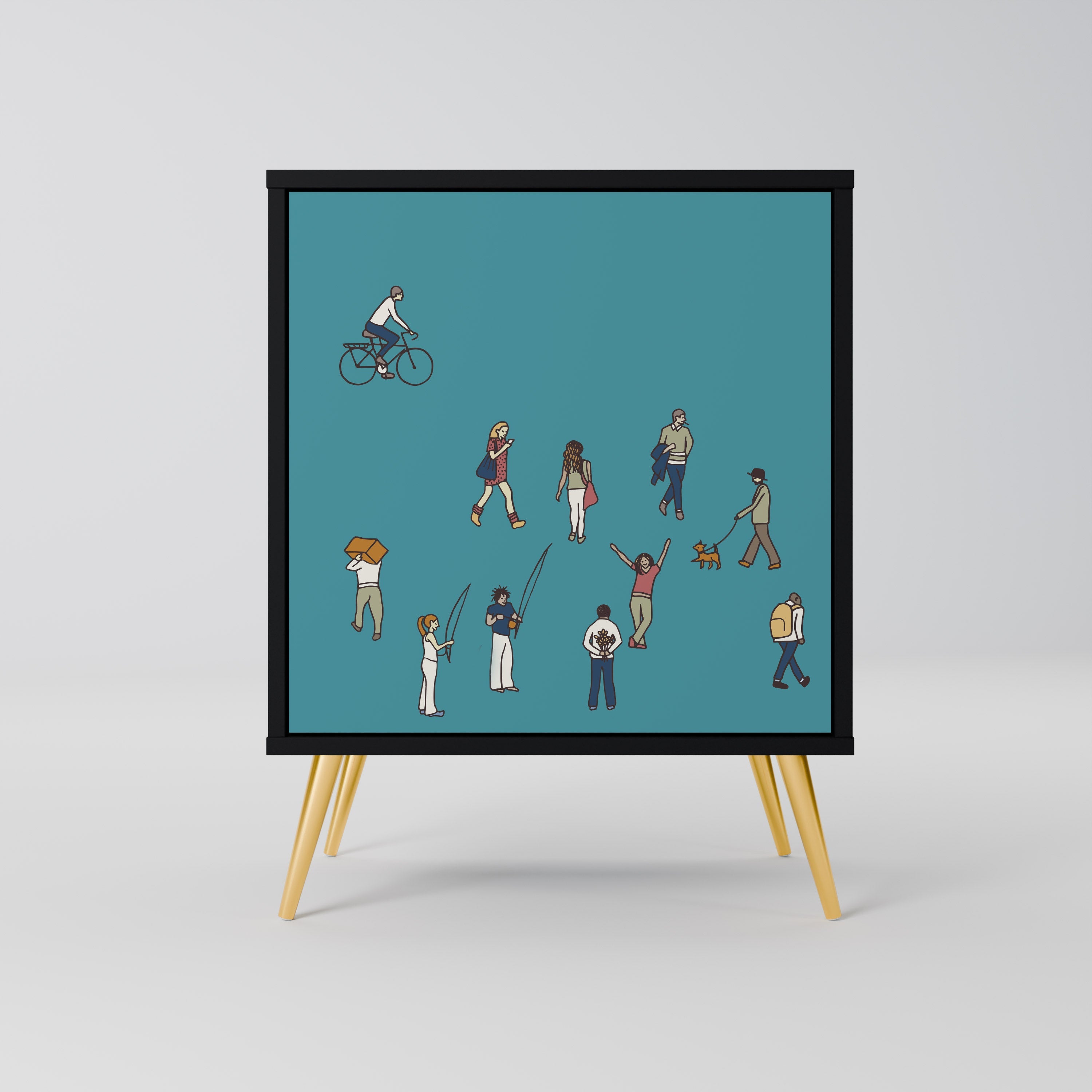 COLLECTIVE STREAM Aparador de 1 Porta em Acabamento Preto