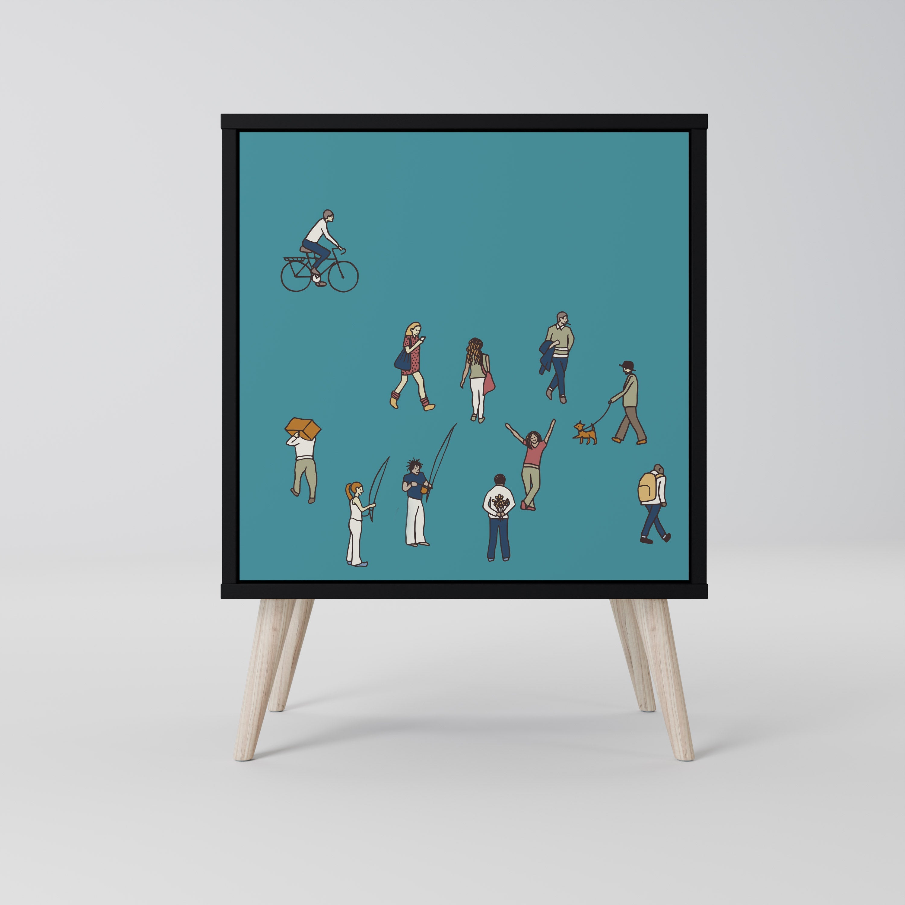 COLLECTIVE STREAM Aparador de 1 Porta em Acabamento Preto