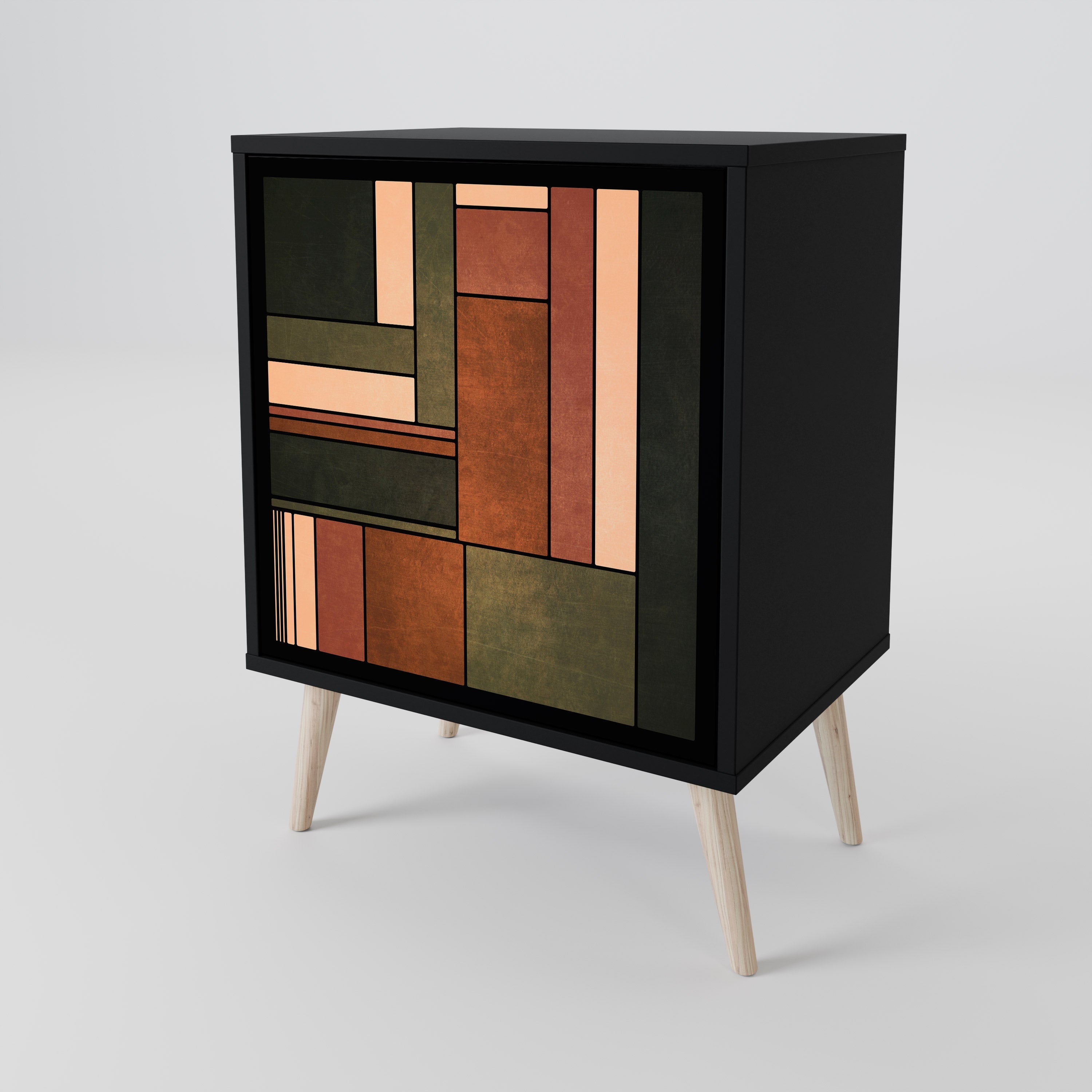 FIGURES OF NATURE Aparador de 1 Porta em Acabamento Preto