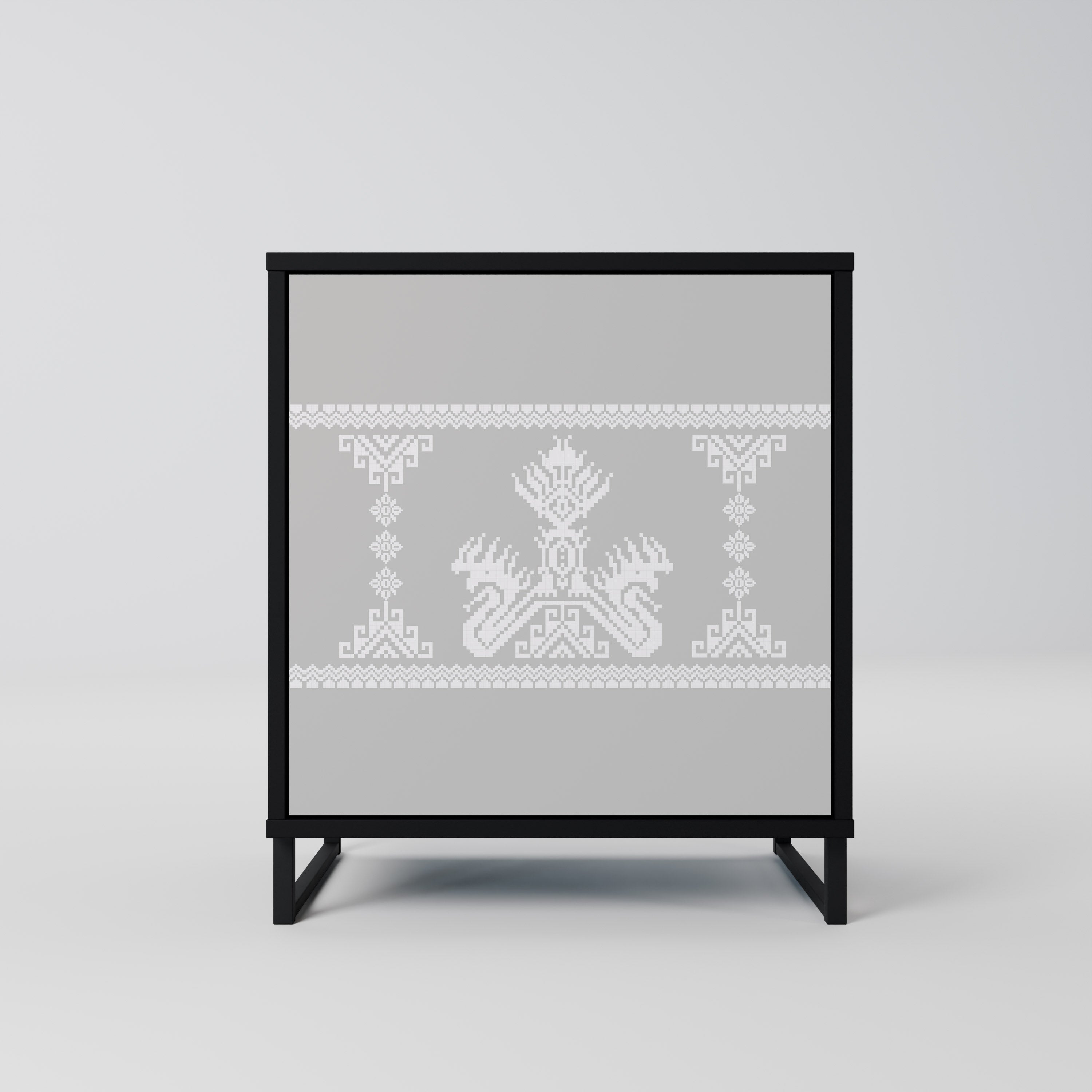 THAI GRAY Aparador de 1 Porta em Acabamento Preto