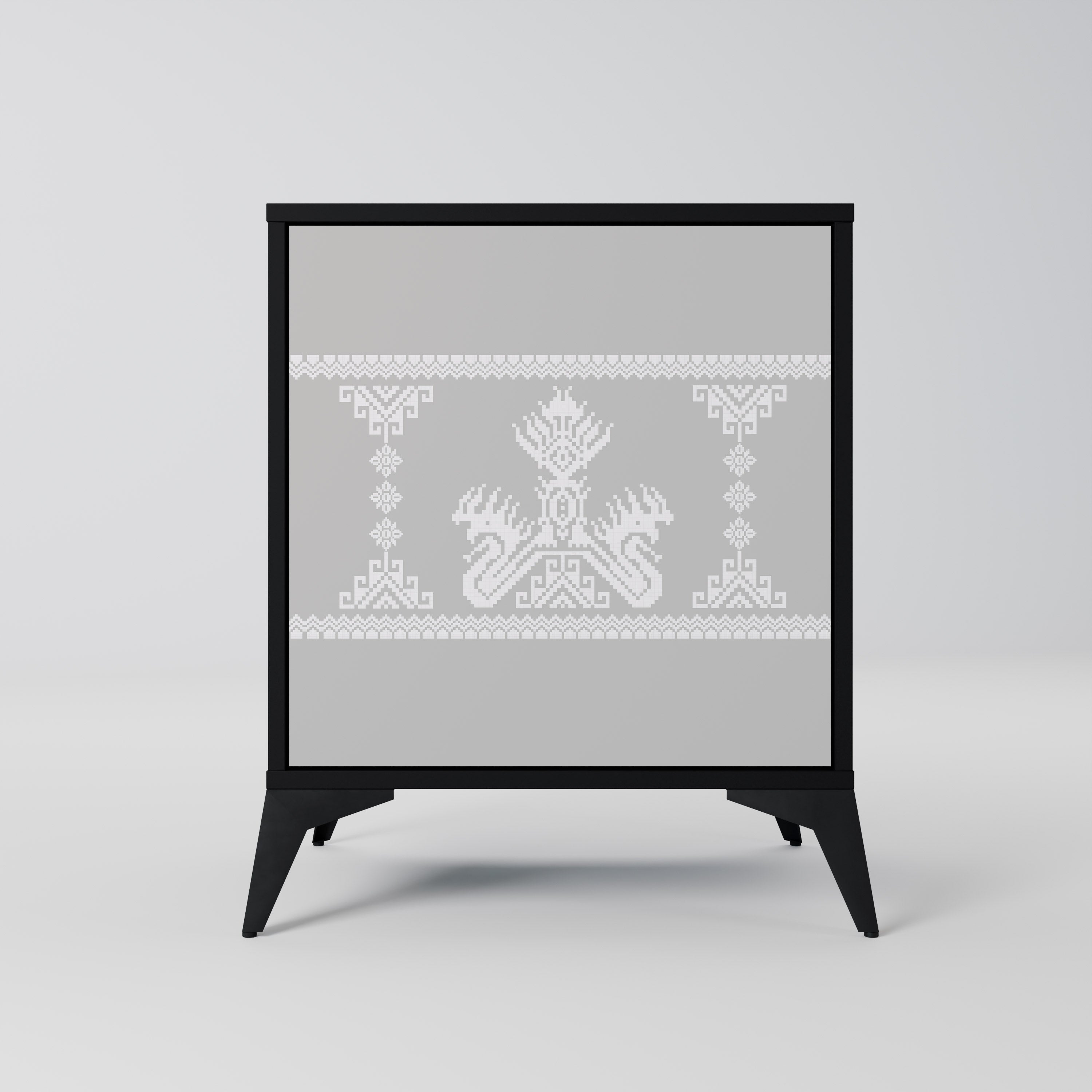 THAI GRAY Aparador de 1 Porta em Acabamento Preto