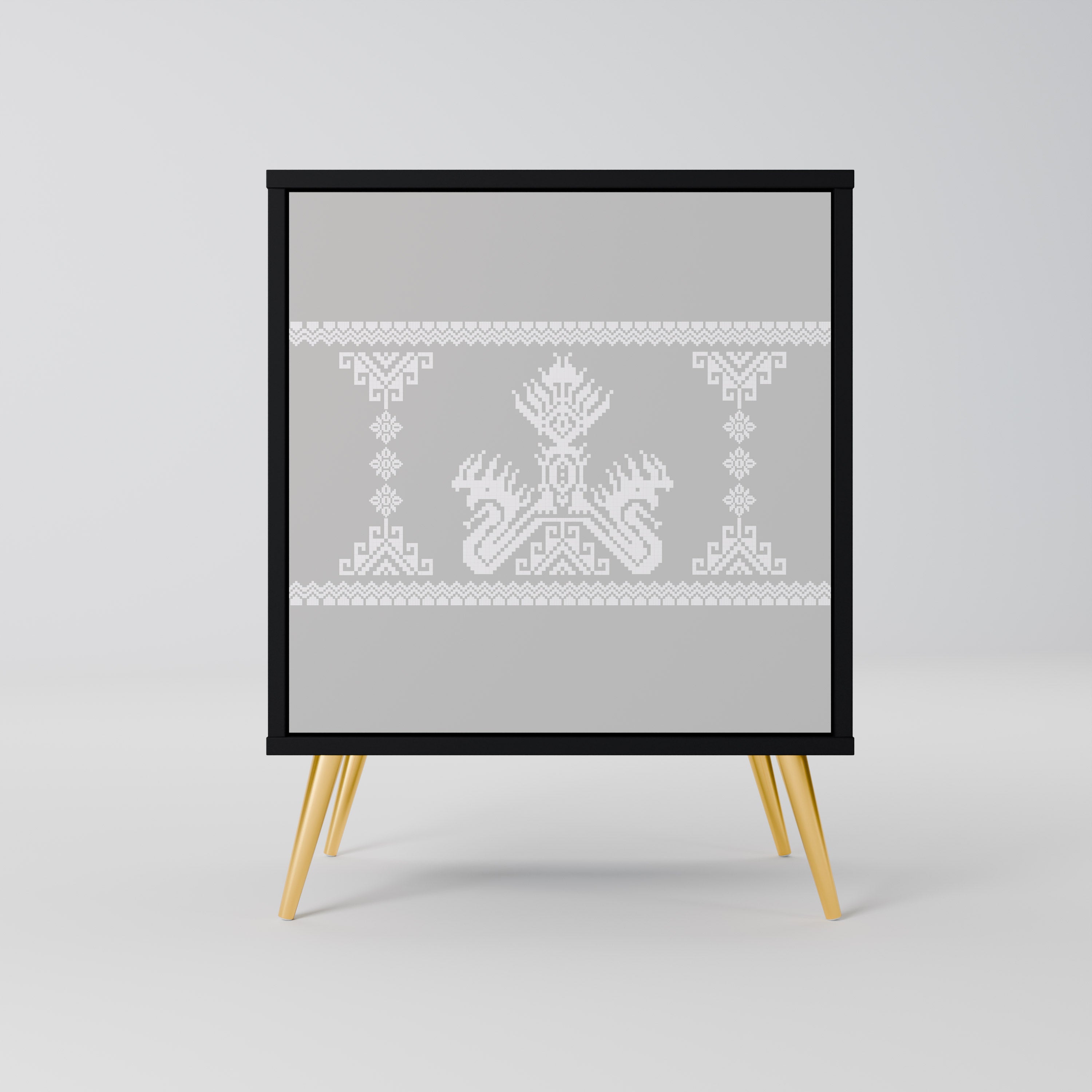 THAI GRAY Aparador de 1 Porta em Acabamento Preto