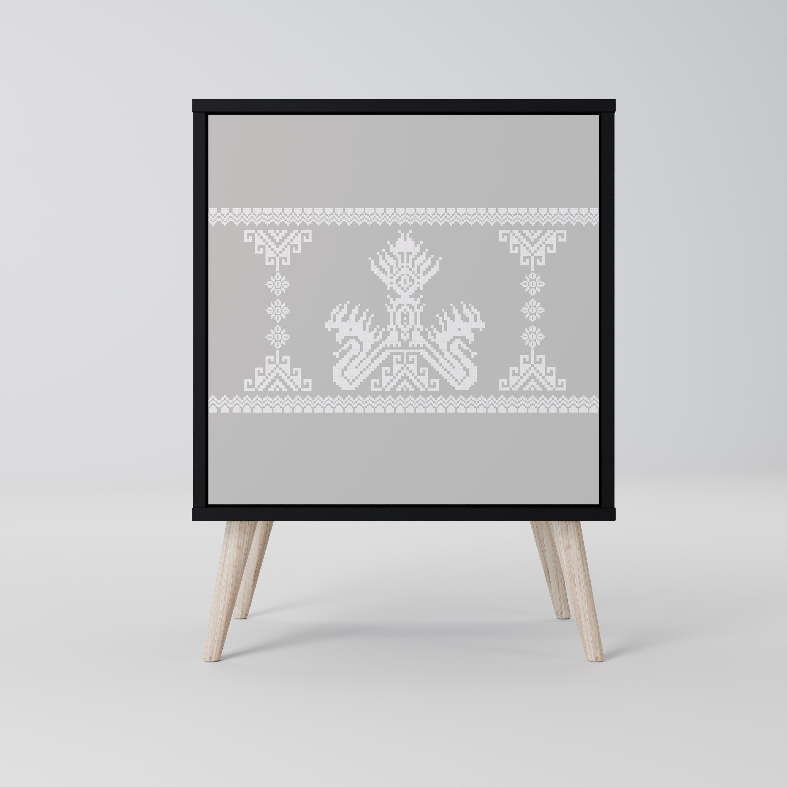 THAI GRAY Aparador de 1 Porta em Acabamento Preto