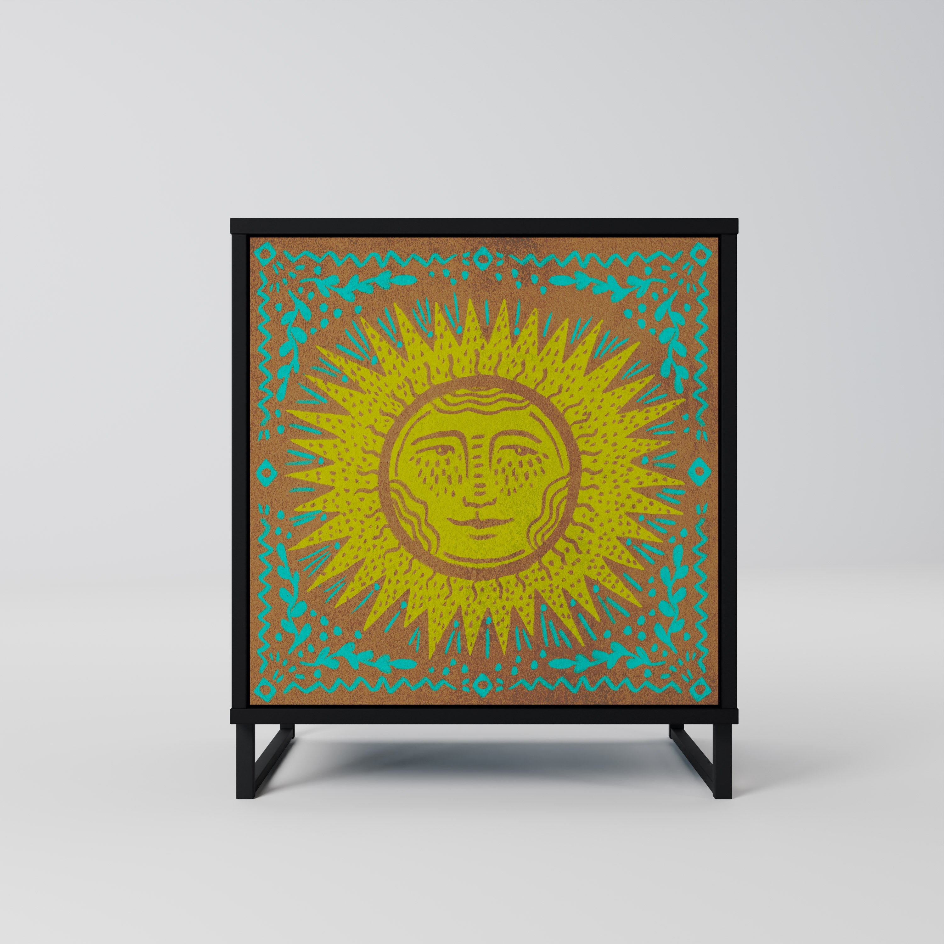 SUNSHINE EULOGY Aparador de 1 Porta em Acabamento Preto