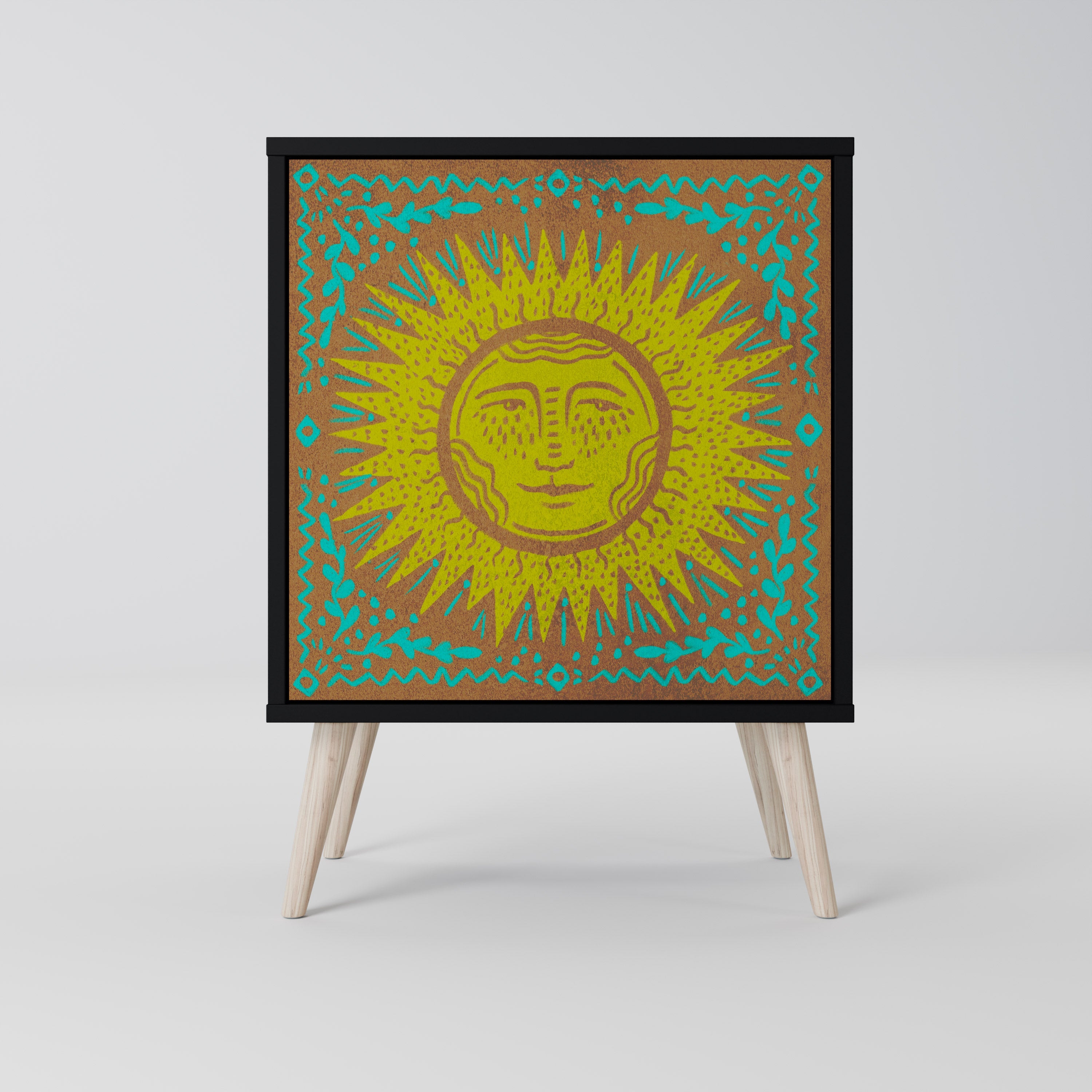 SUNSHINE EULOGY Aparador de 1 Porta em Acabamento Preto