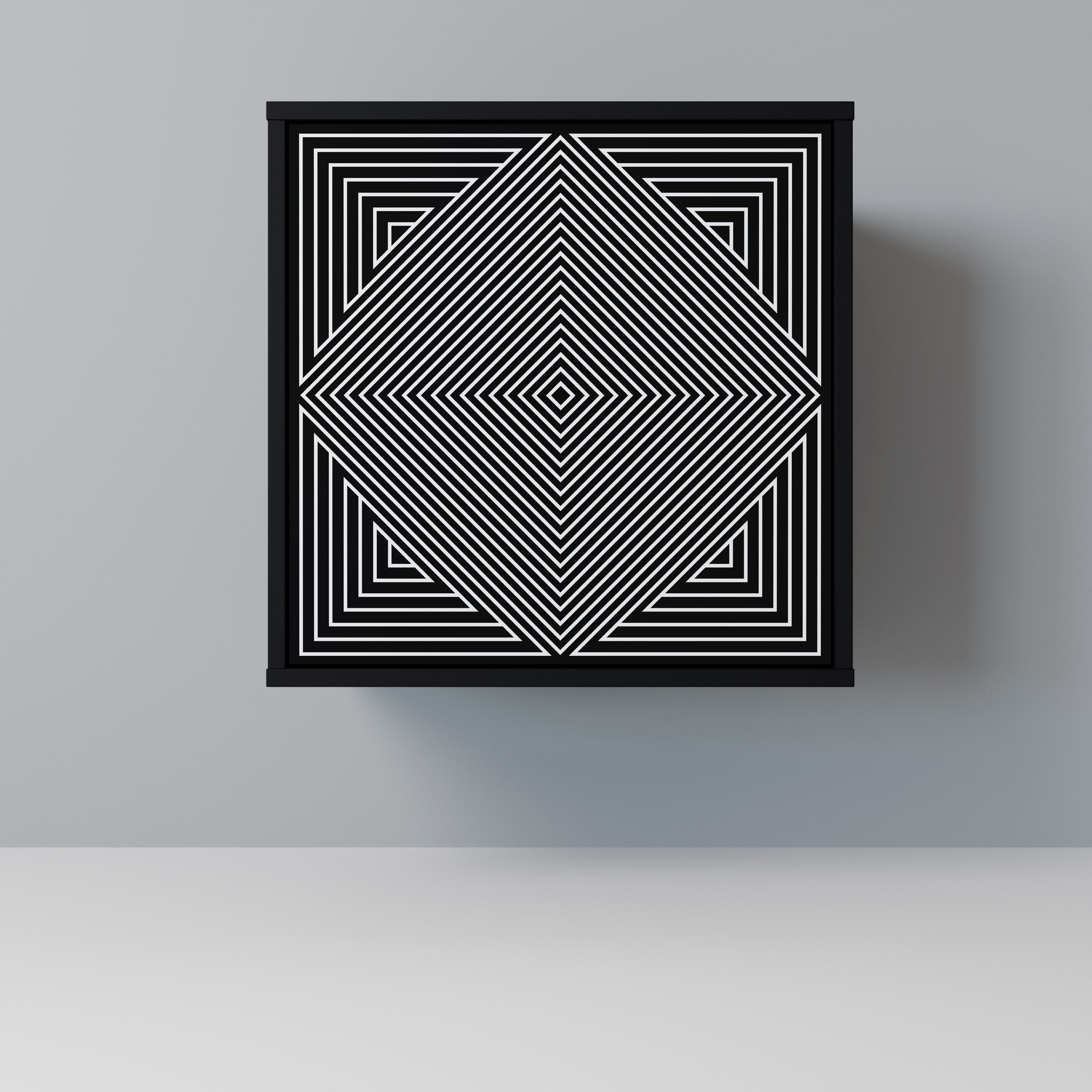 POLYGON ILLUSION Aparador de 1 Porta em Acabamento Preto