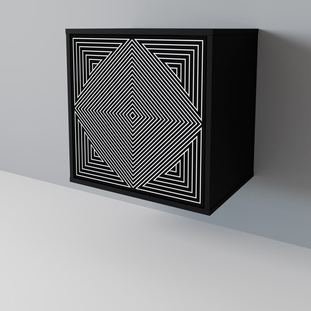 POLYGON ILLUSION Aparador de 1 Porta em Acabamento Preto