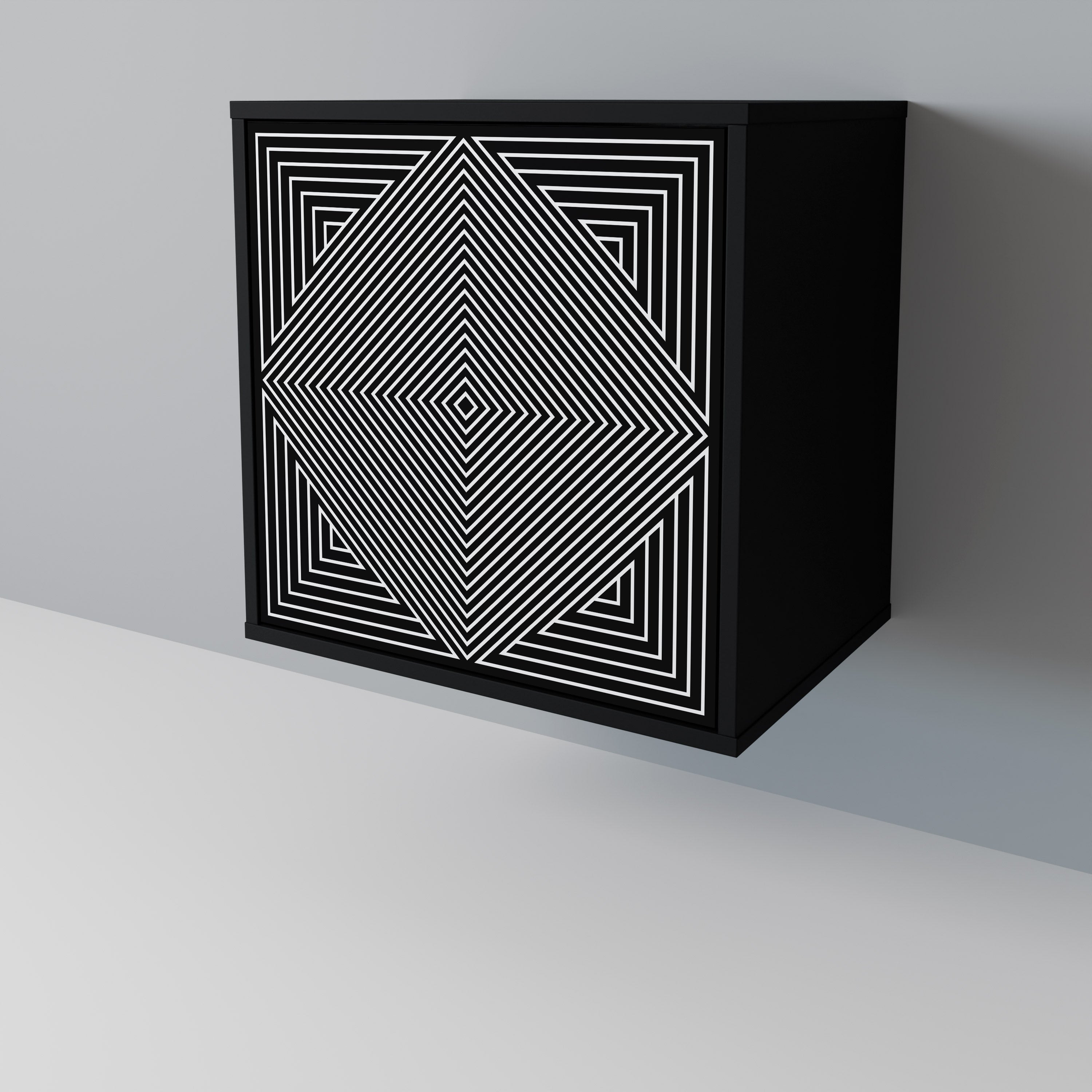 POLYGON ILLUSION Aparador de 1 Porta em Acabamento Preto