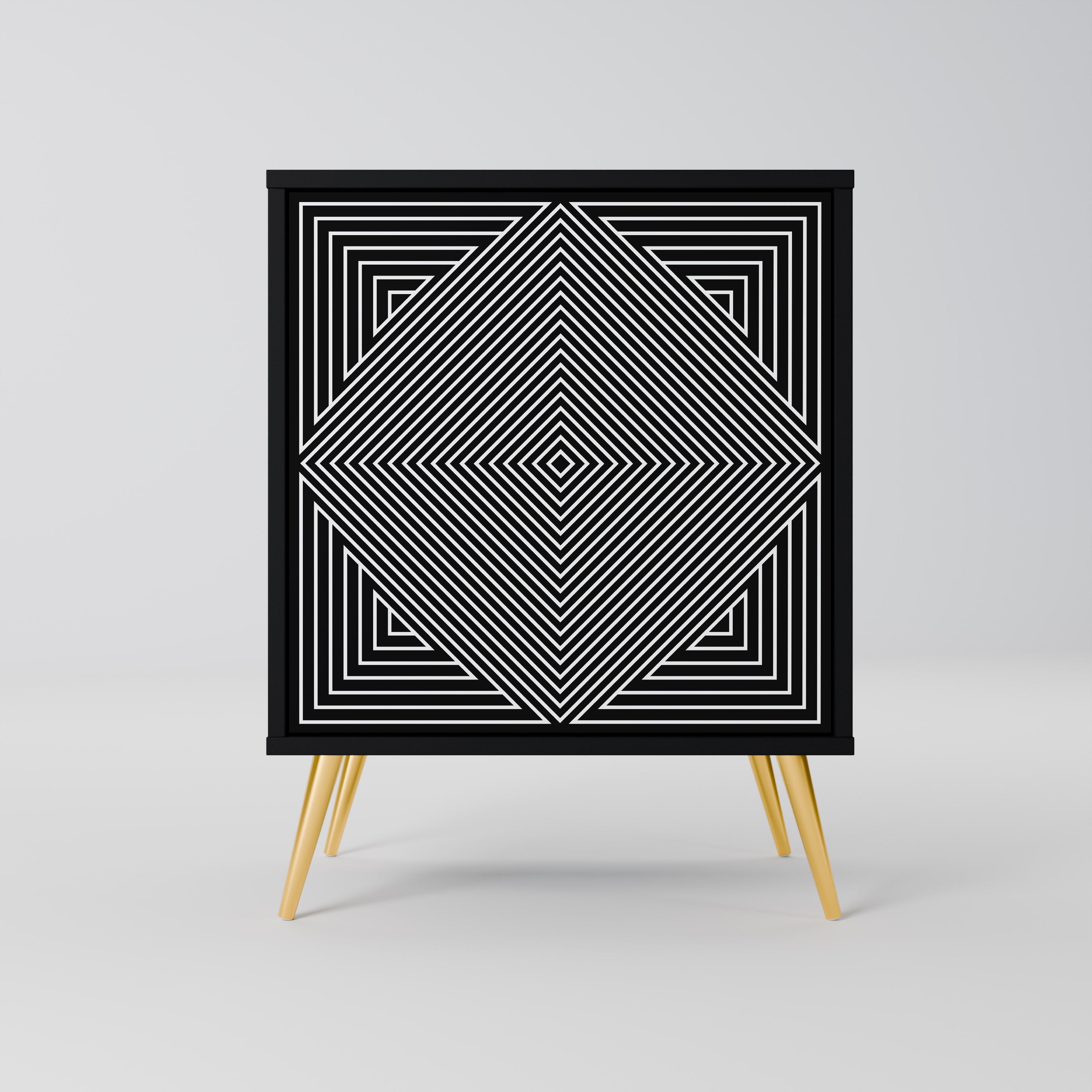 POLYGON ILLUSION Aparador de 1 Porta em Acabamento Preto