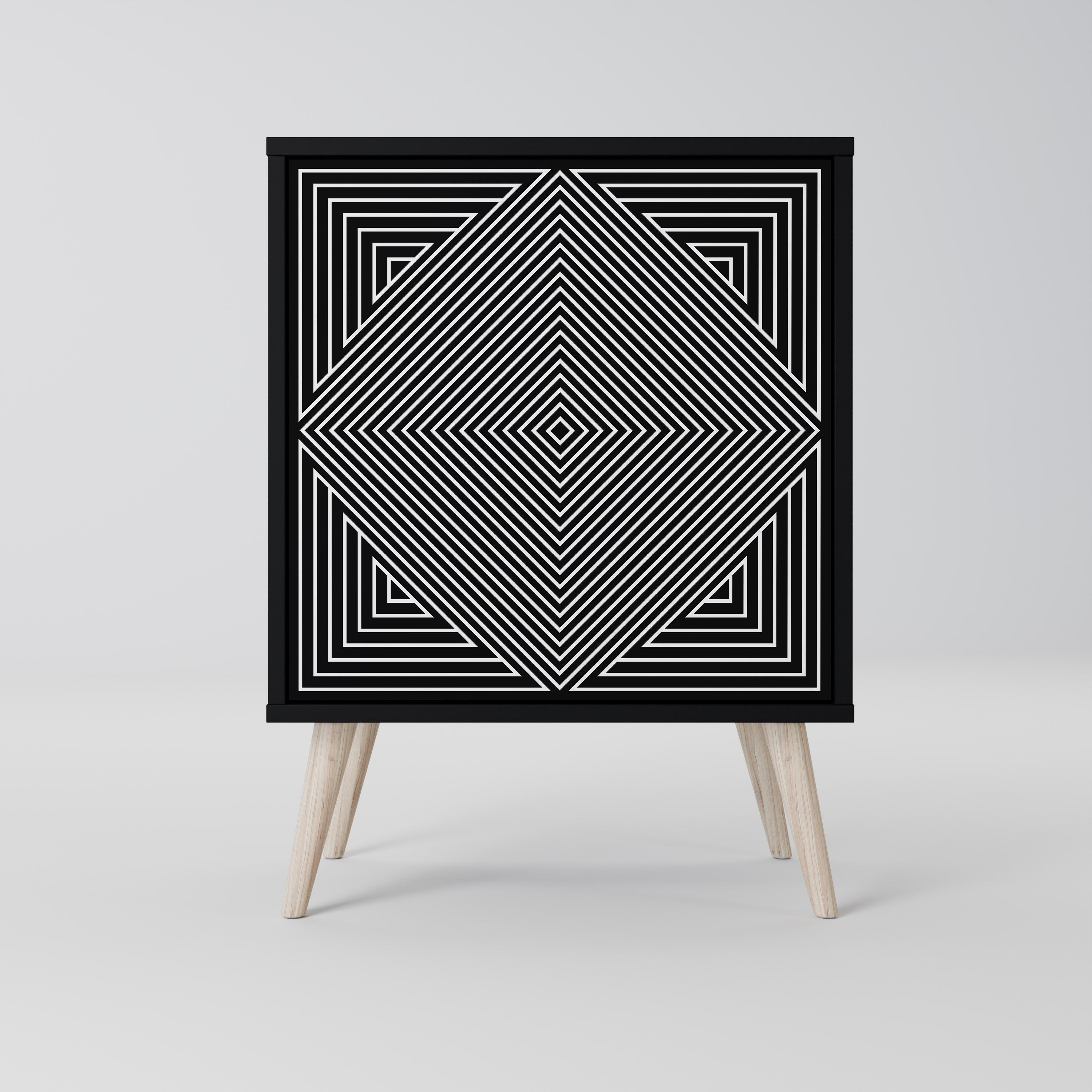 POLYGON ILLUSION Aparador de 1 Porta em Acabamento Preto