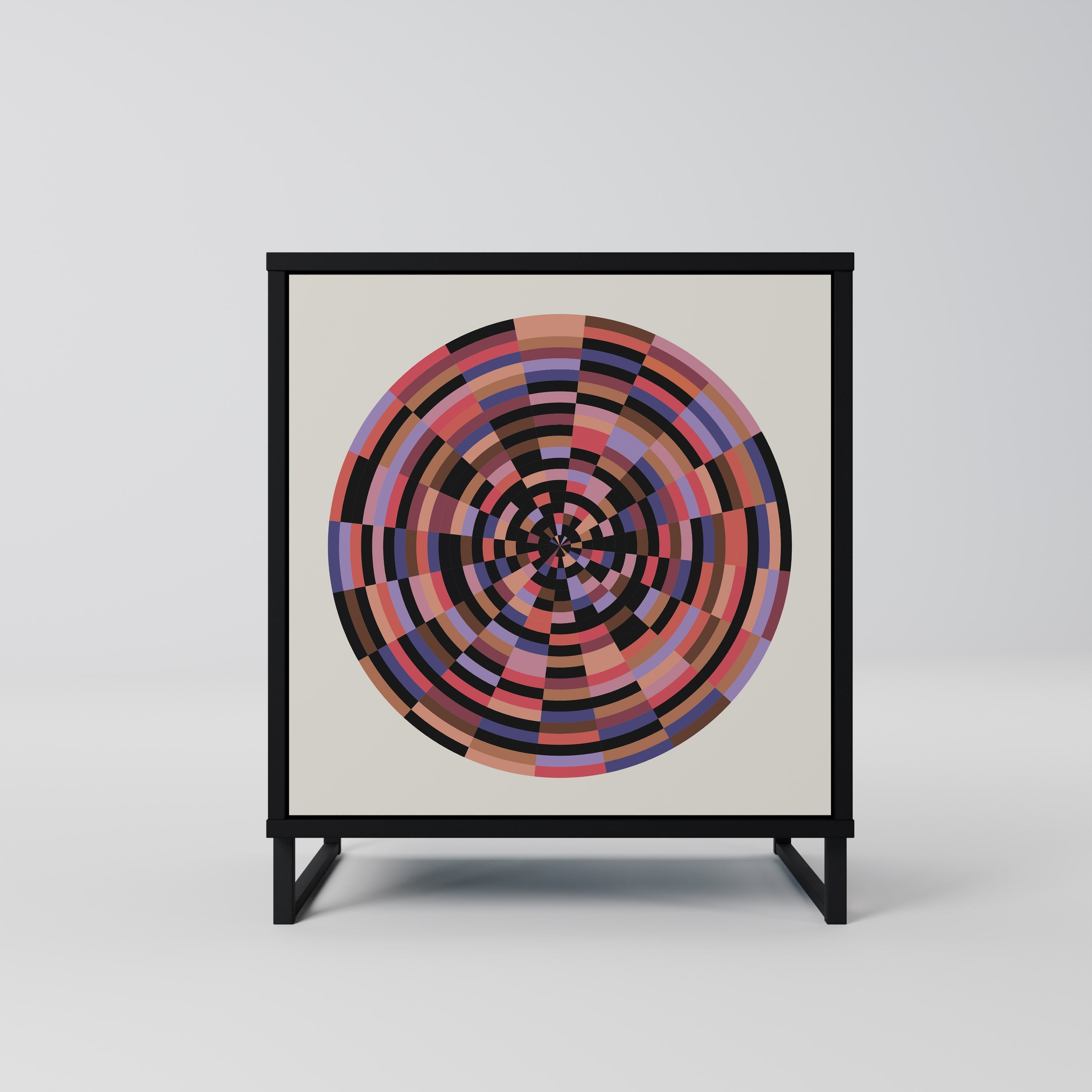 BROWN CIRCLES Aparador de 1 Porta em Acabamento Preto