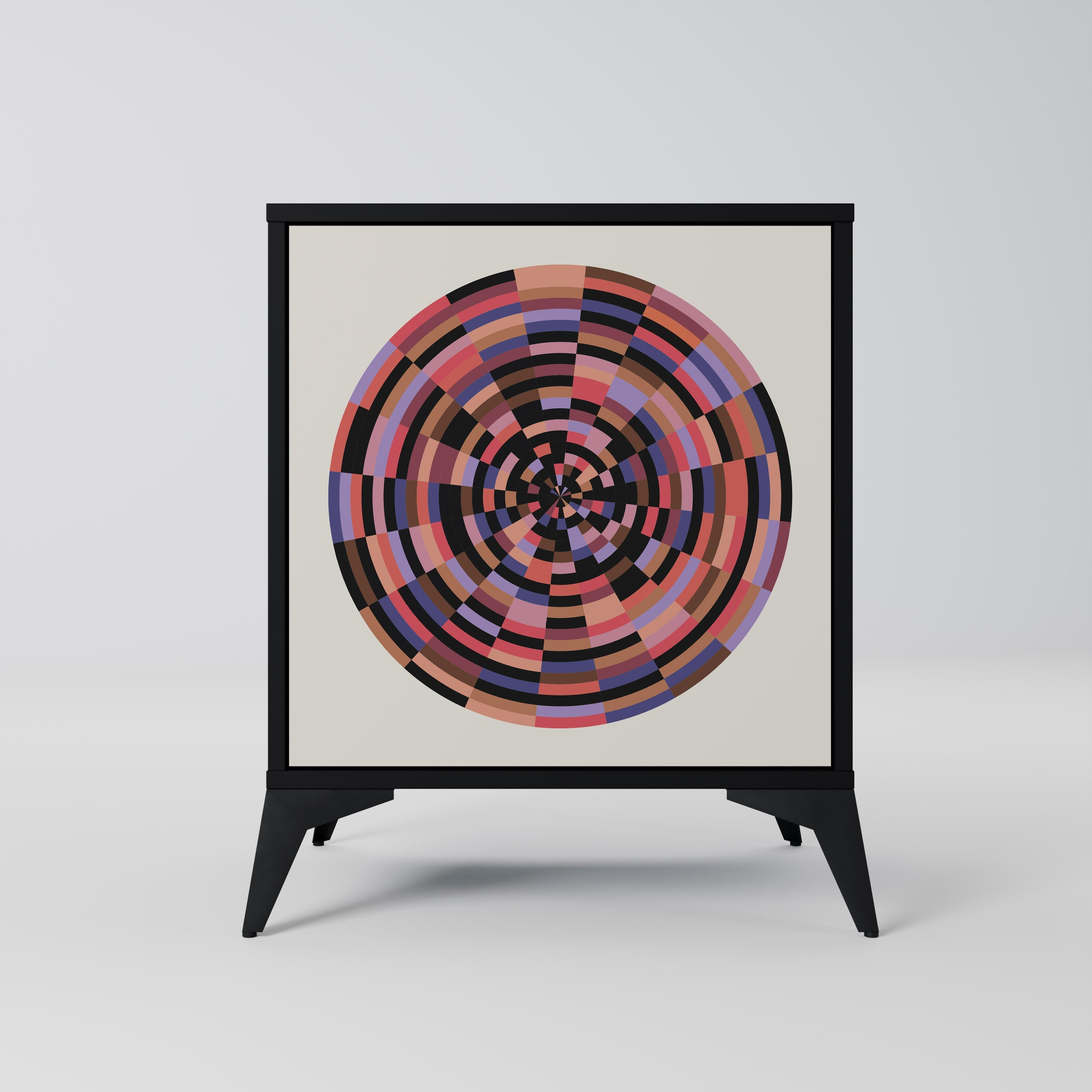 BROWN CIRCLES Aparador de 1 Porta em Acabamento Preto