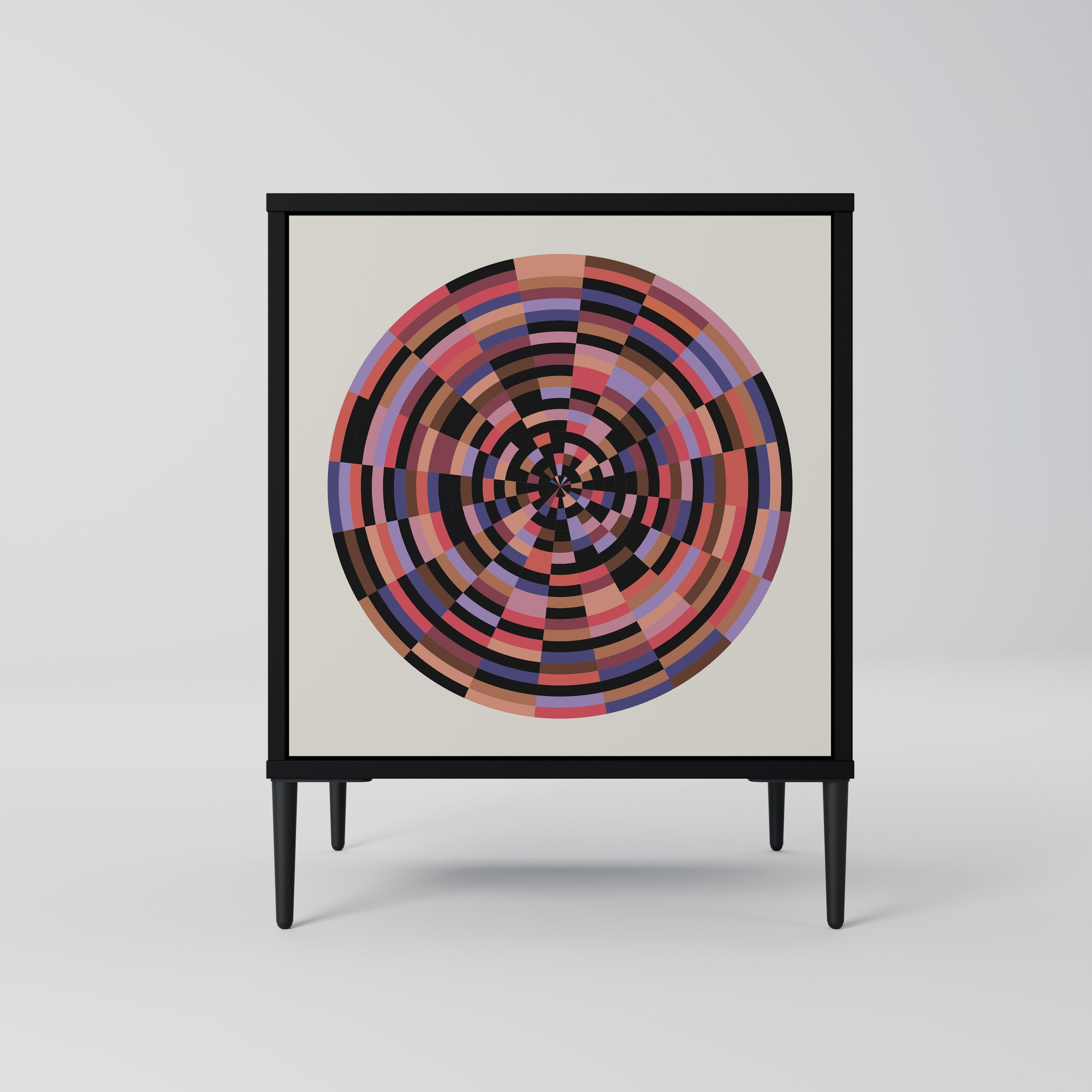 BROWN CIRCLES Aparador de 1 Porta em Acabamento Preto