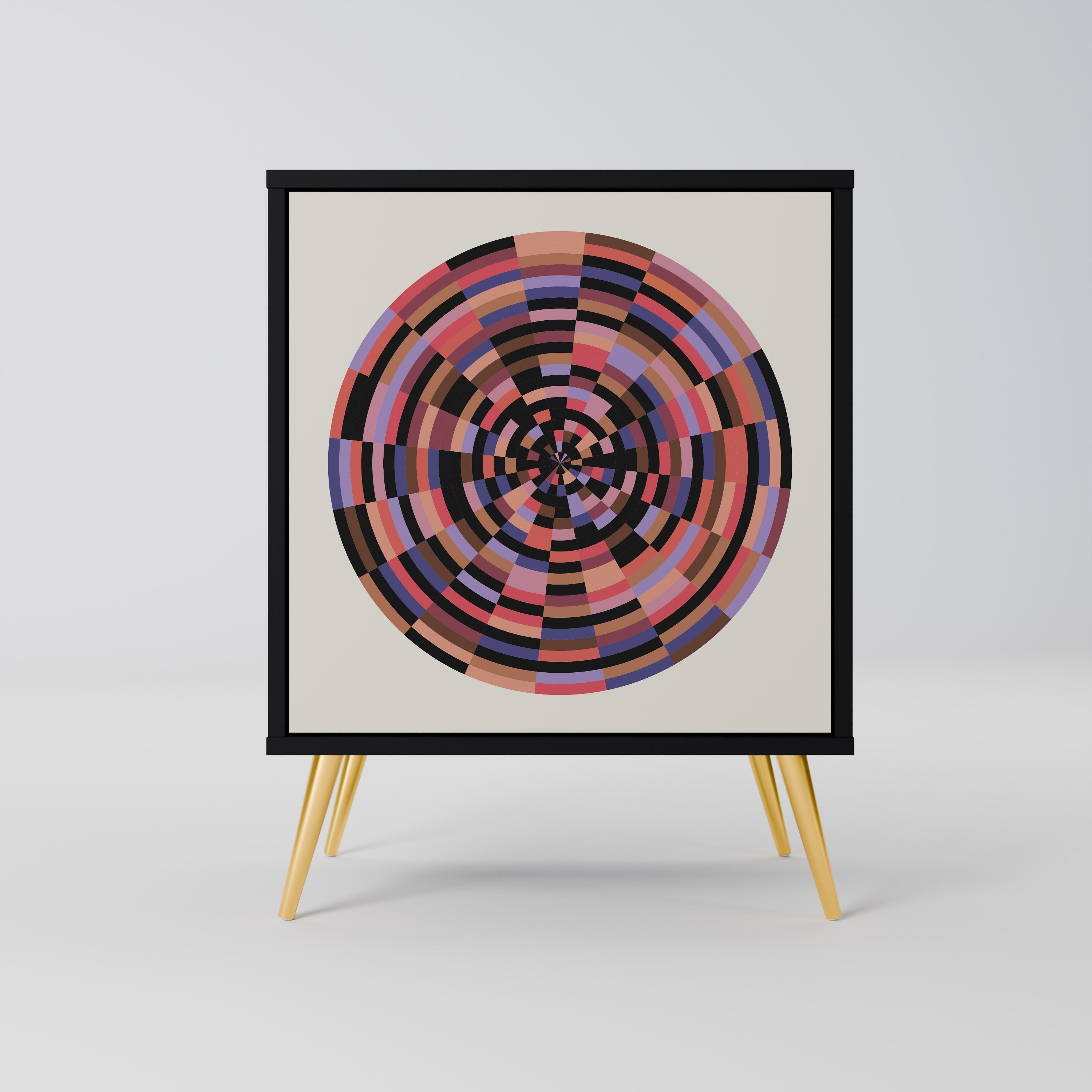 BROWN CIRCLES Aparador de 1 Porta em Acabamento Preto