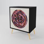 BROWN CIRCLES 1-Door Sideboard in Black Finish