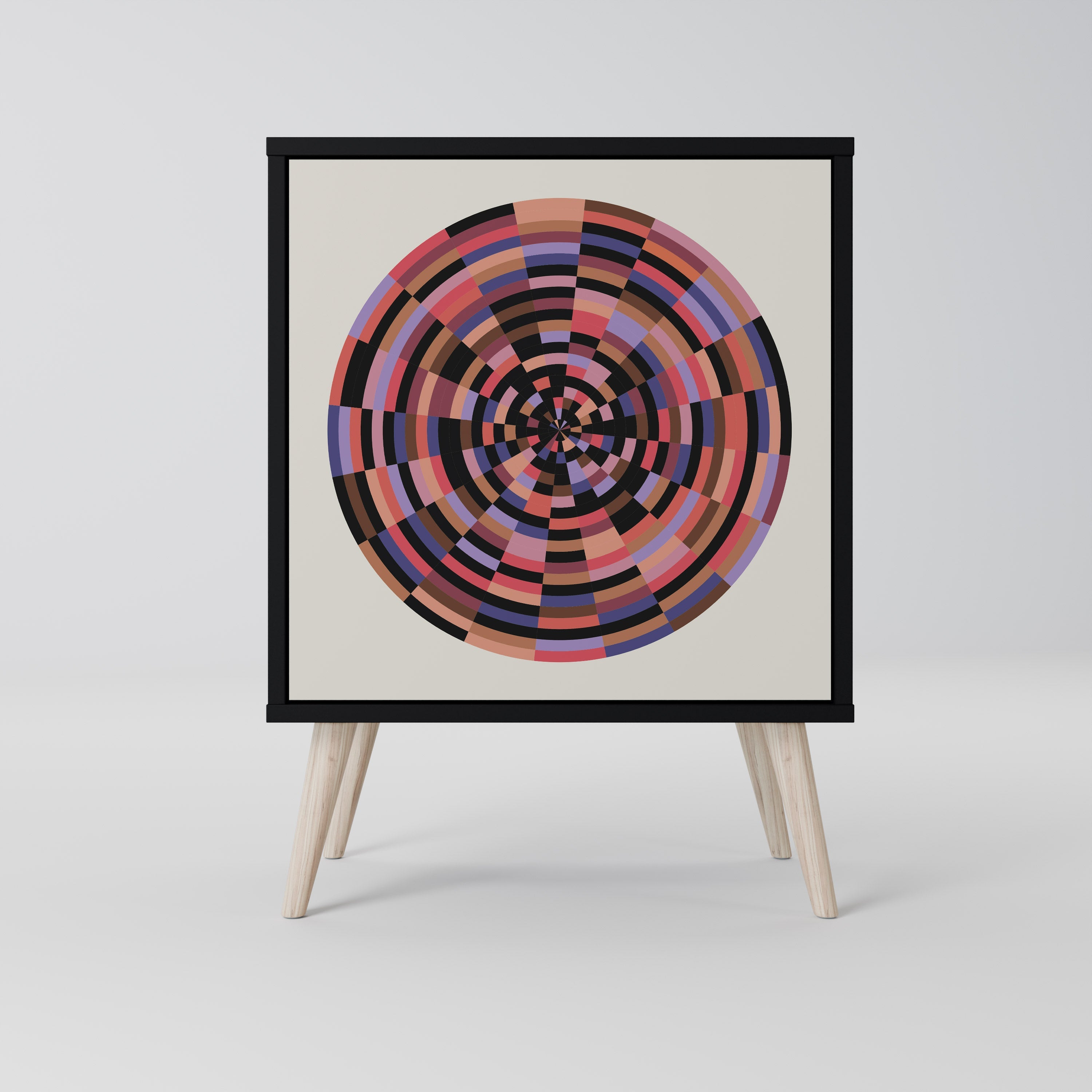 BROWN CIRCLES Aparador de 1 Porta em Acabamento Preto