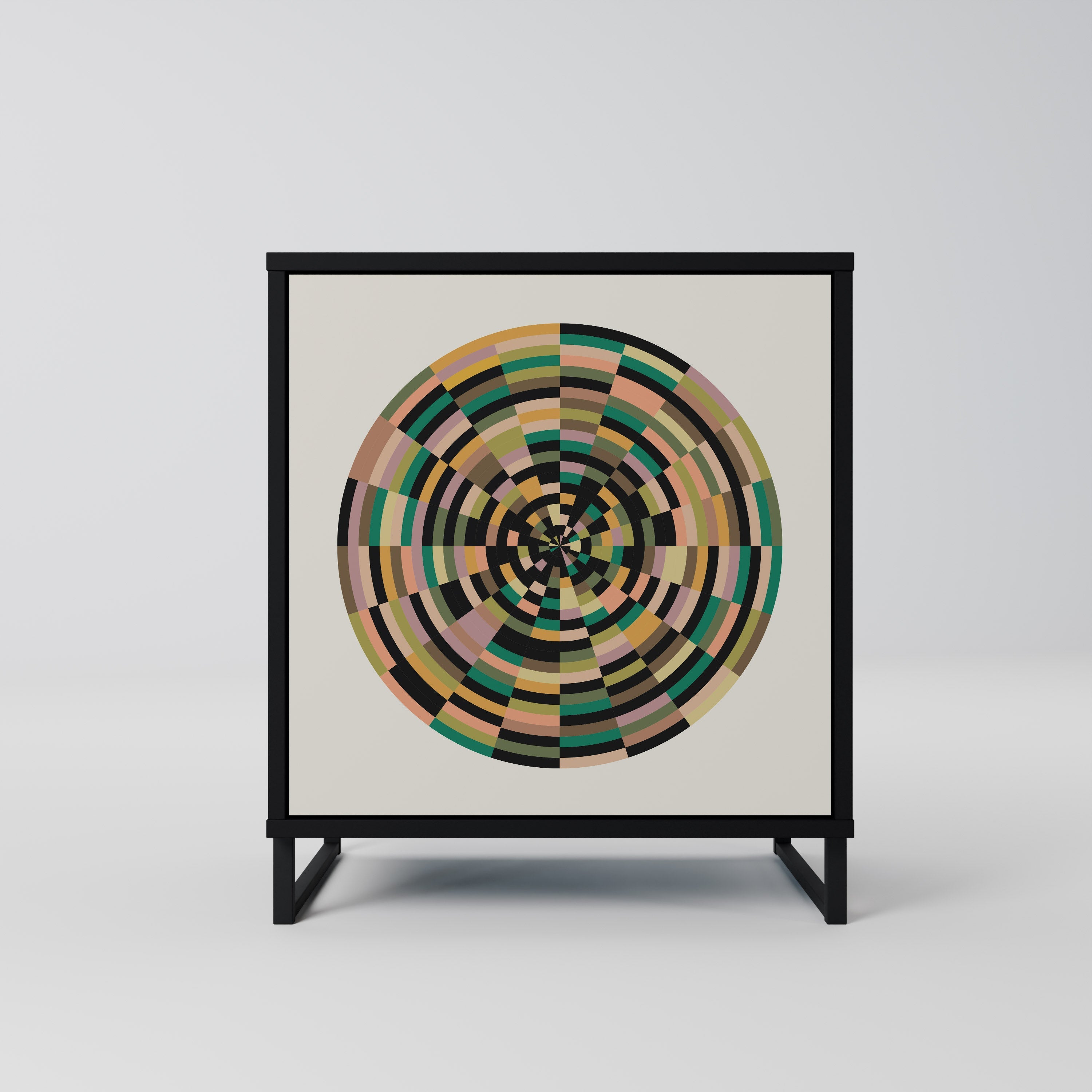 GREEN CIRCLES Aparador de 1 Porta em Acabamento Preto