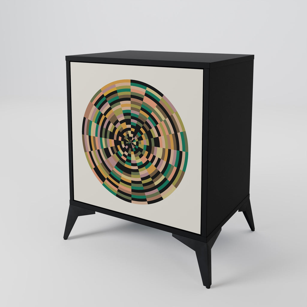 GREEN CIRCLES Aparador de 1 Porta em Acabamento Preto