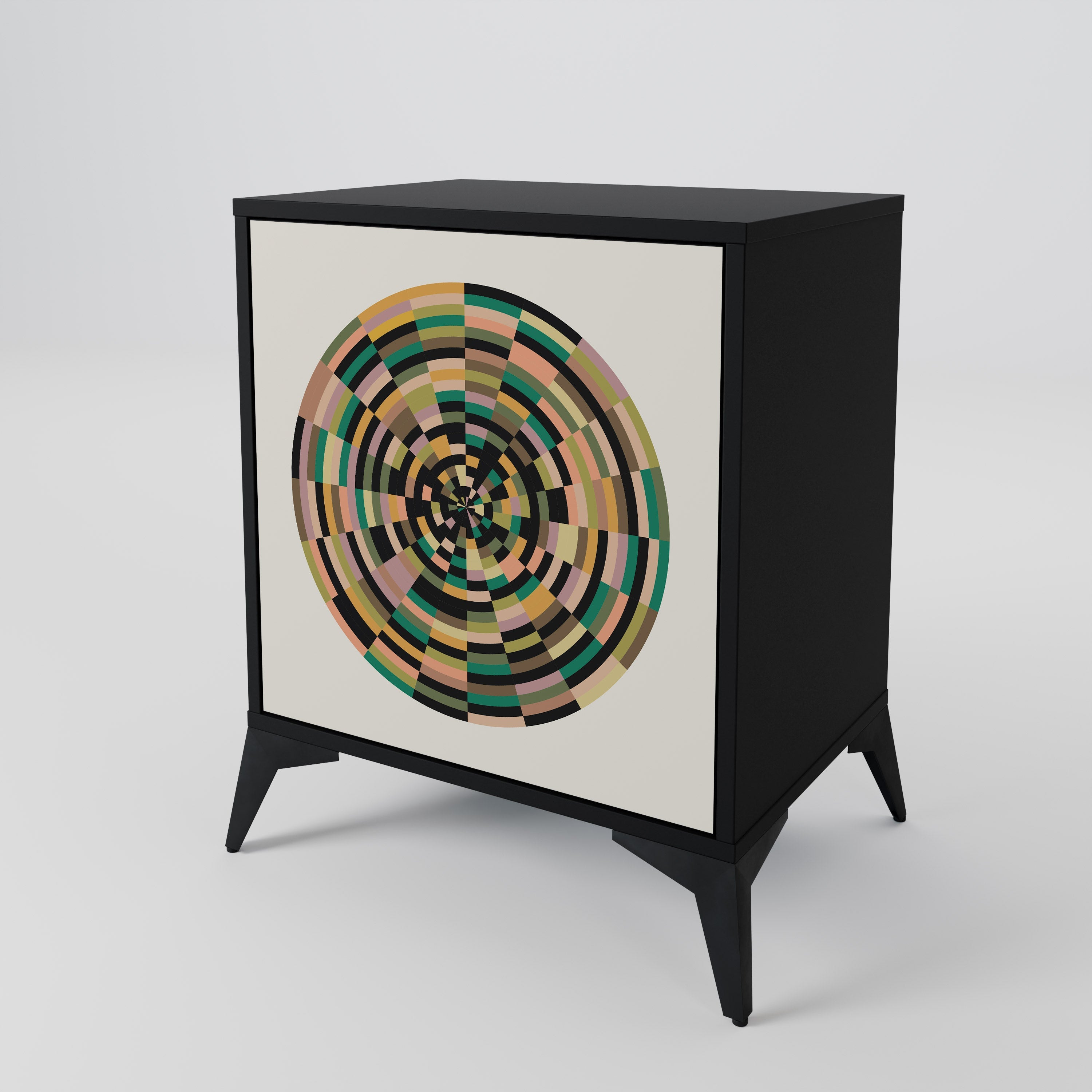 GREEN CIRCLES Aparador de 1 Porta em Acabamento Preto