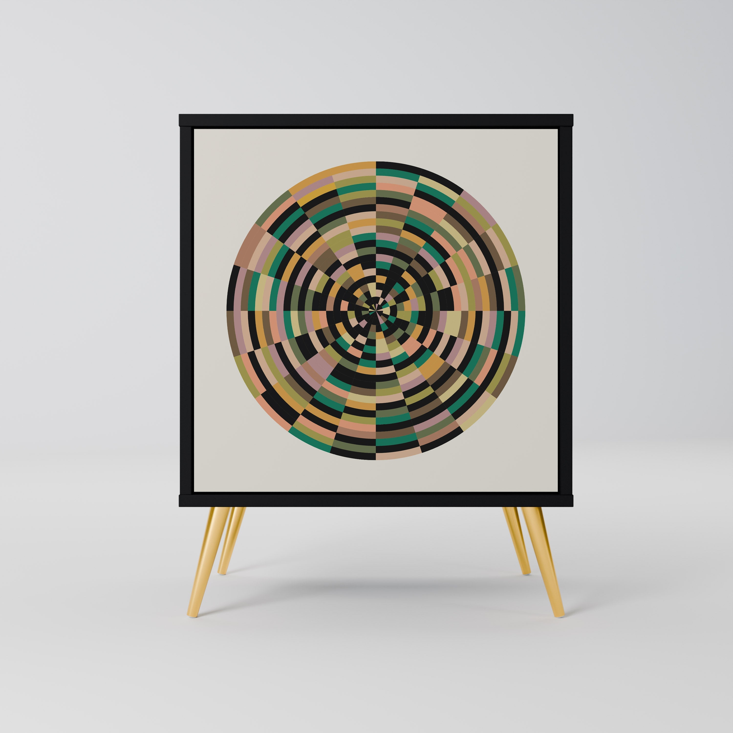 GREEN CIRCLES Aparador de 1 Porta em Acabamento Preto