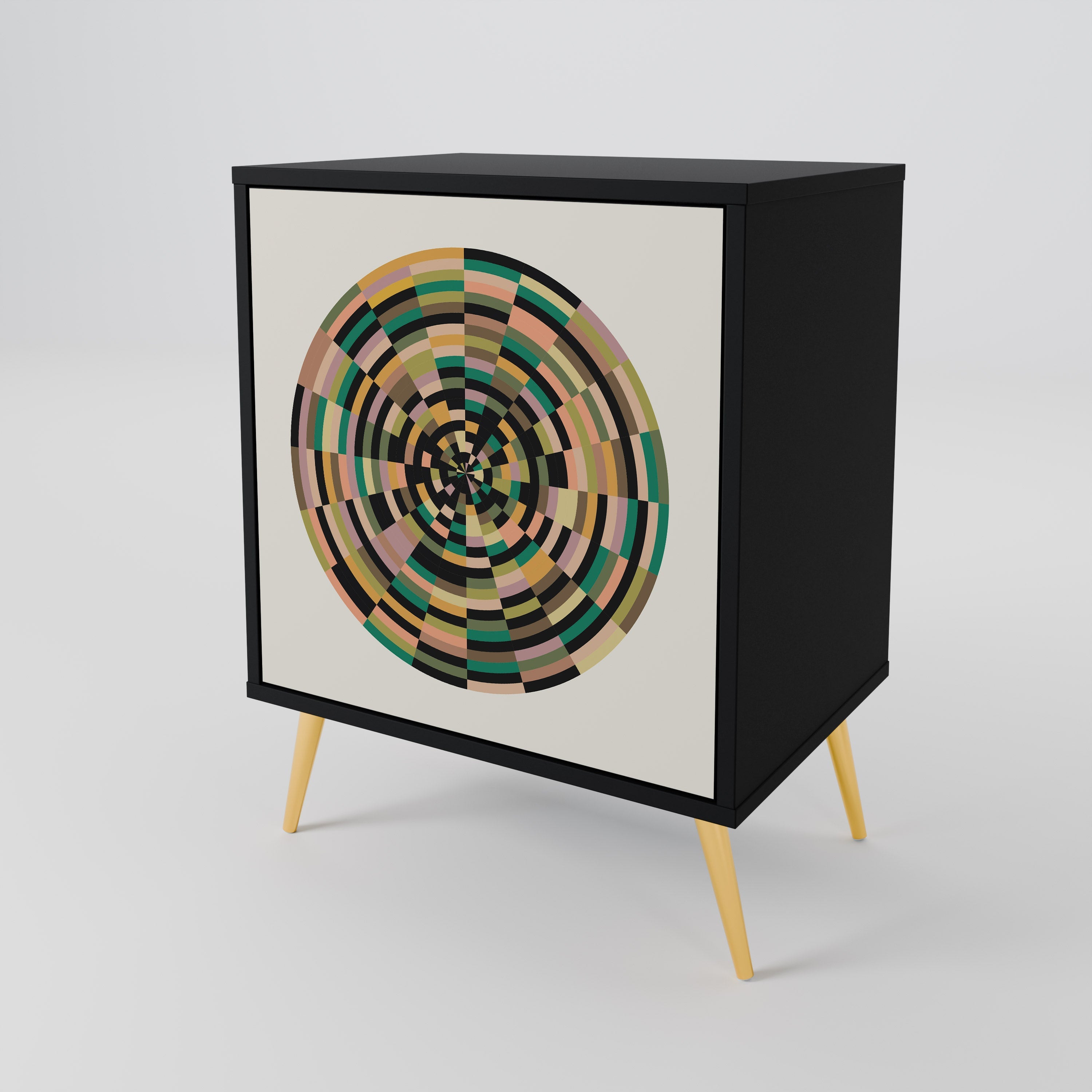 GREEN CIRCLES Aparador de 1 Porta em Acabamento Preto