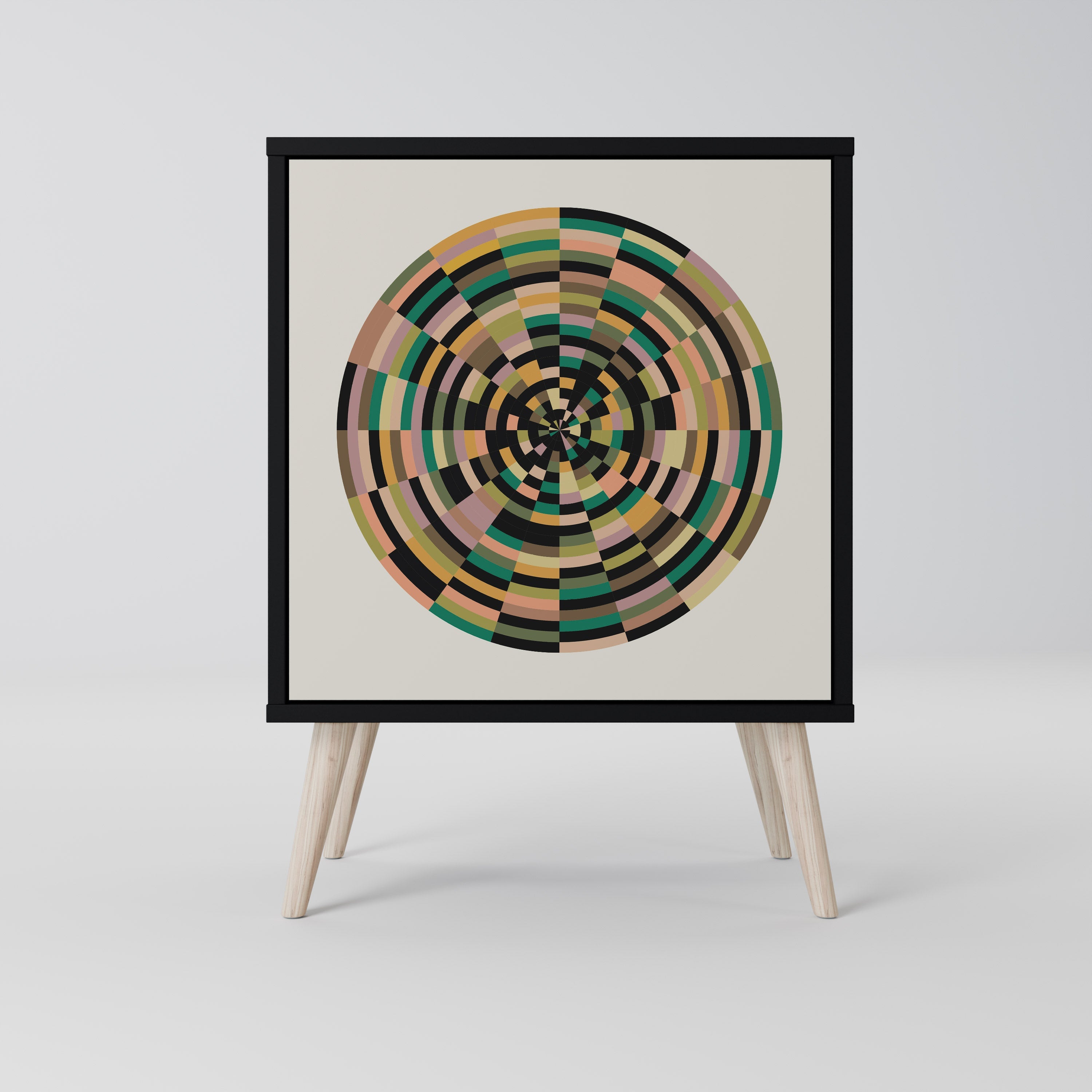 GREEN CIRCLES Aparador de 1 Porta em Acabamento Preto