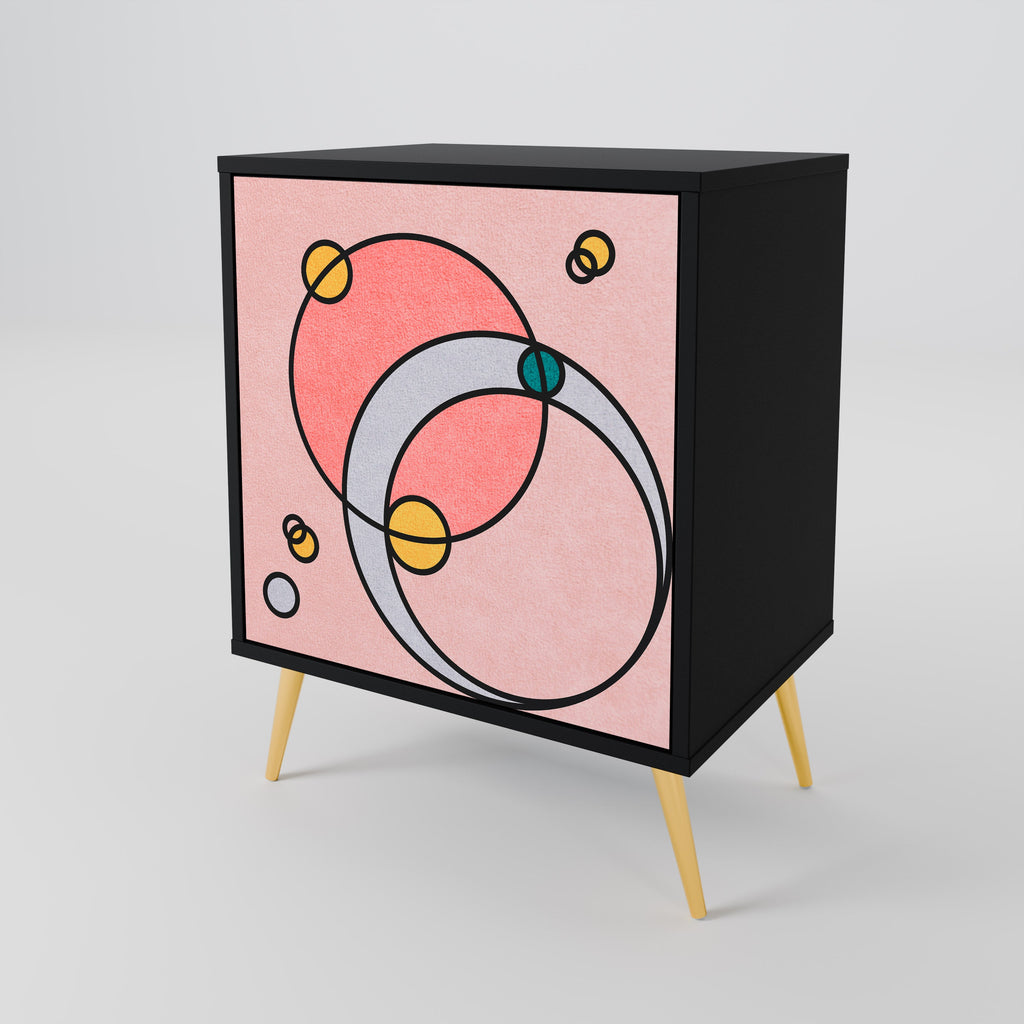 GOSSAMER ECHOES Aparador de 1 Porta em Acabamento Preto