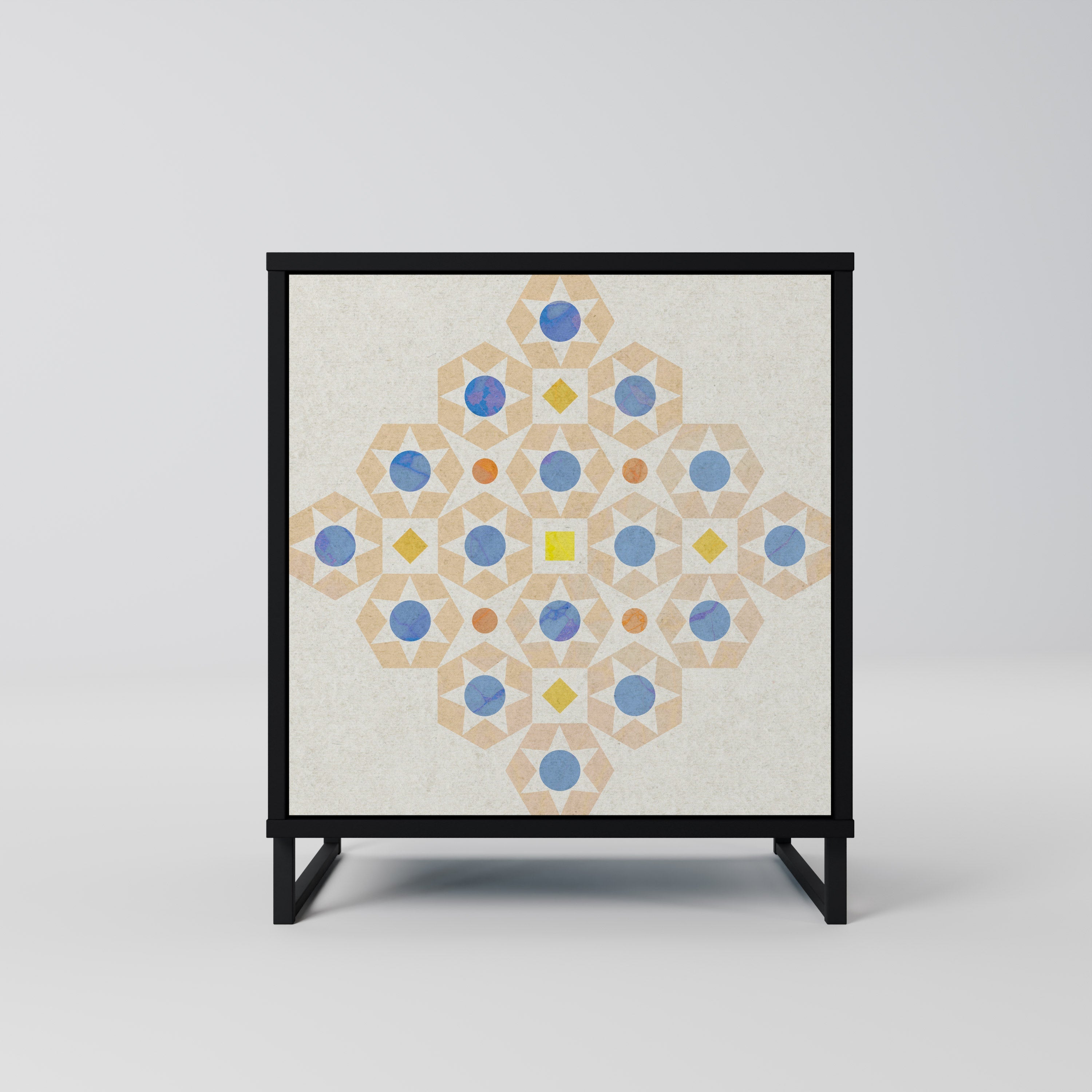 PATTERNED PRISM Aparador de 1 Porta em Acabamento Preto