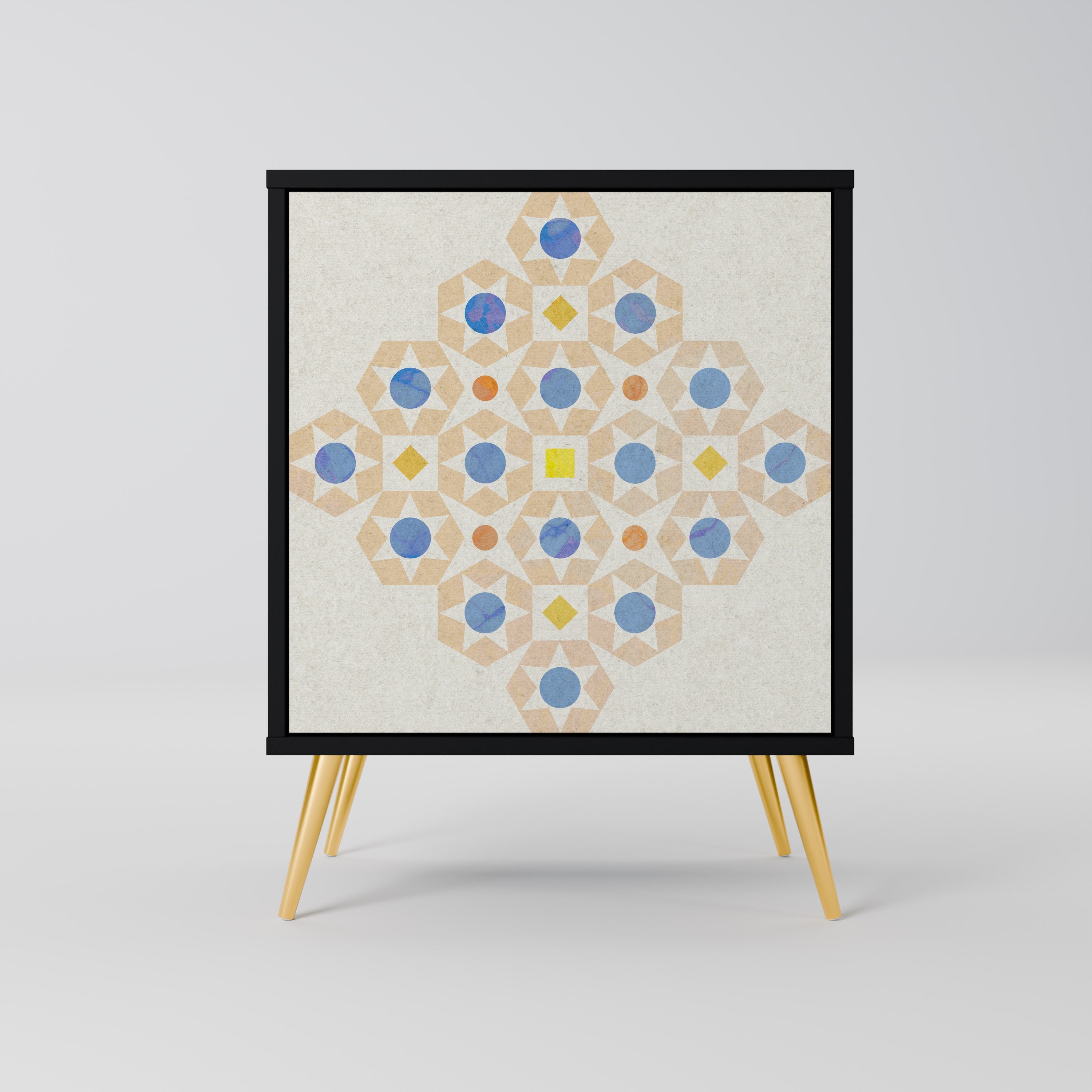 PATTERNED PRISM Aparador de 1 Porta em Acabamento Preto