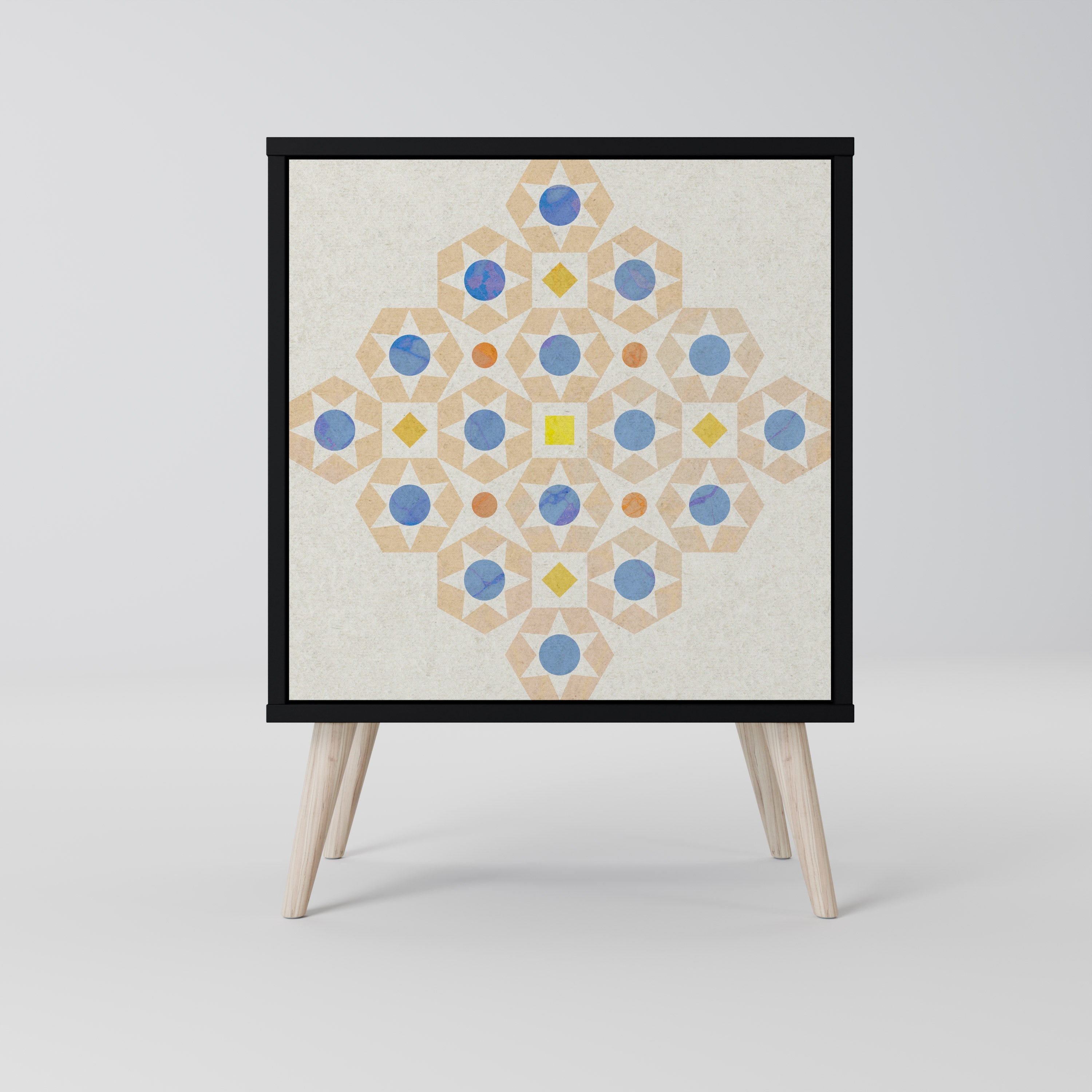 PATTERNED PRISM Aparador de 1 Porta em Acabamento Preto