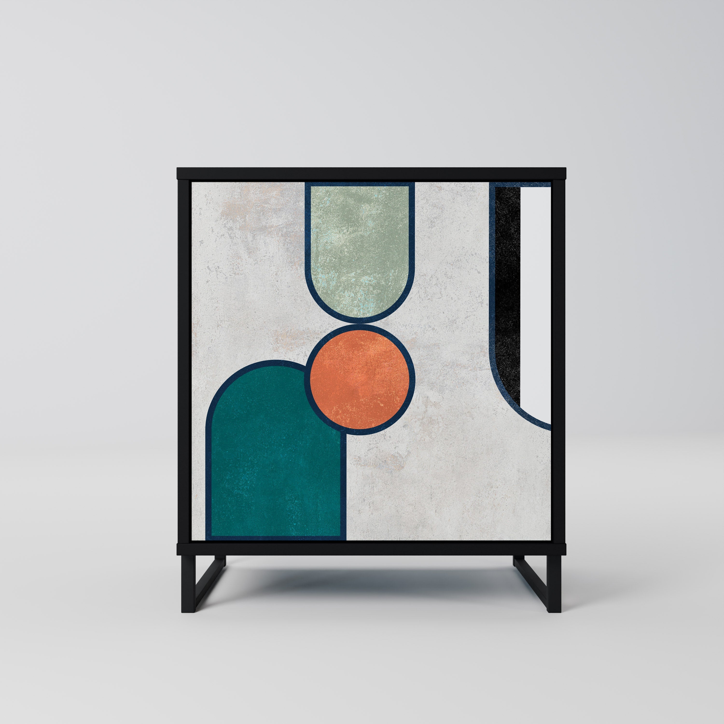 COOL STORY Aparador de 1 Porta em Acabamento Preto