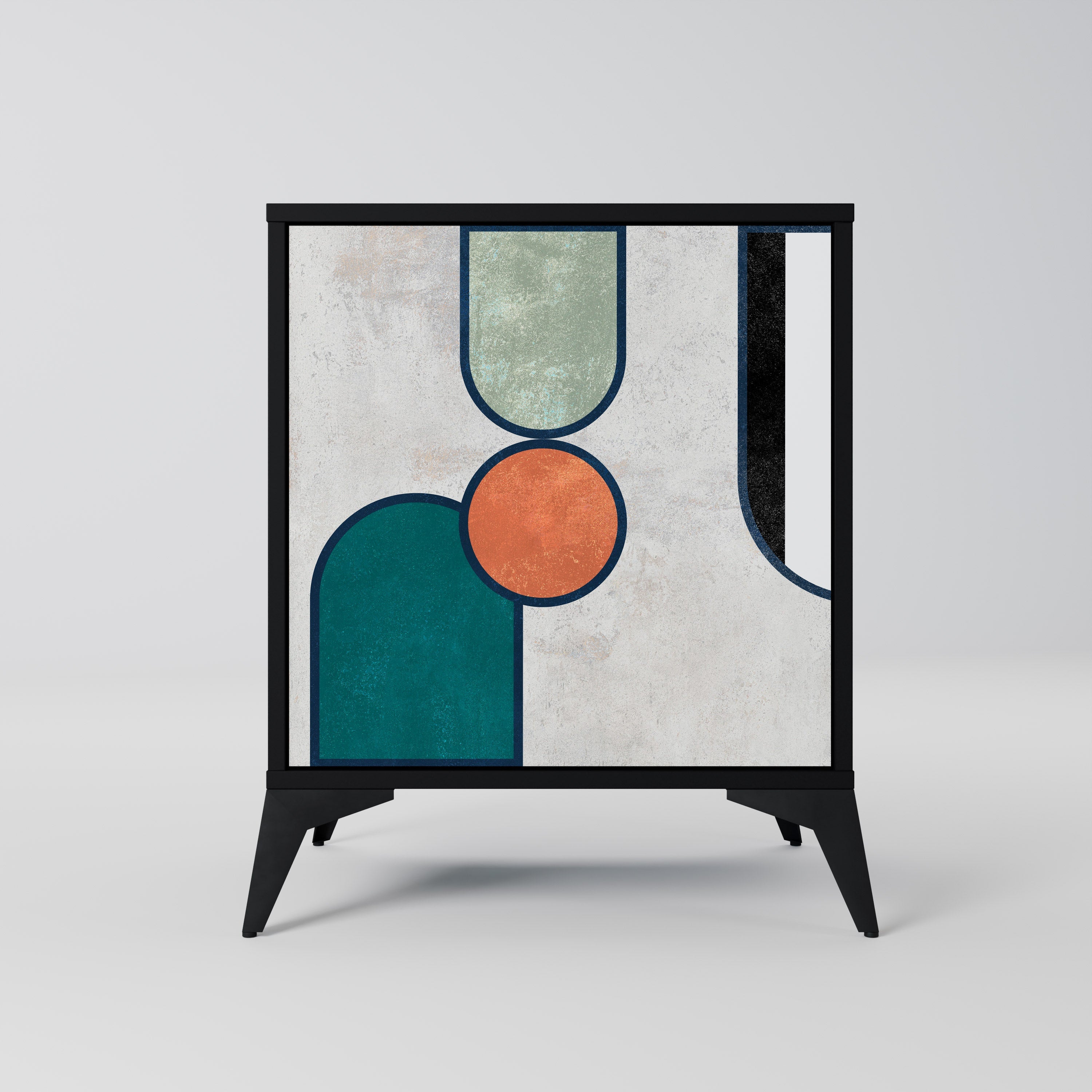 COOL STORY Aparador de 1 Porta em Acabamento Preto