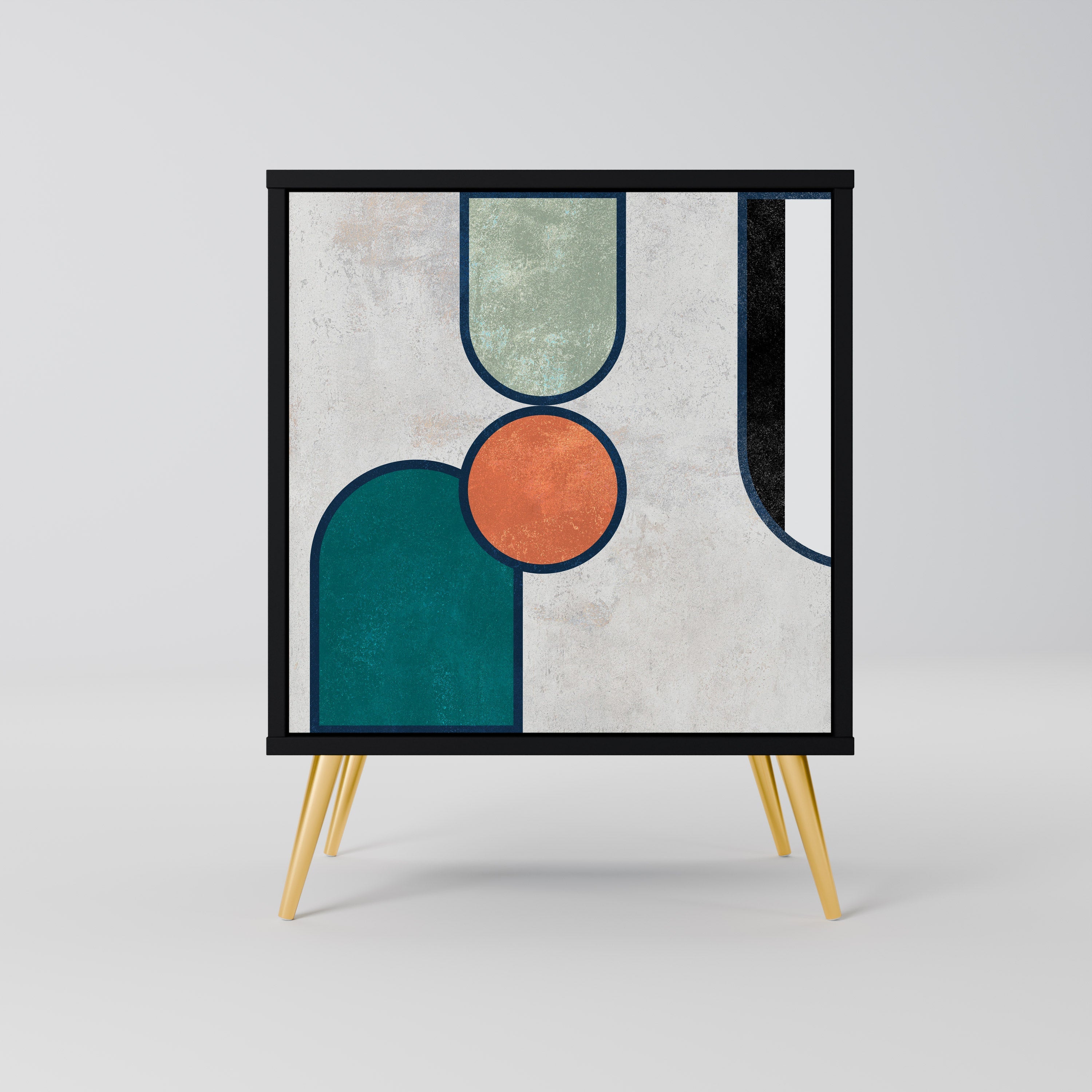 COOL STORY Aparador de 1 Porta em Acabamento Preto