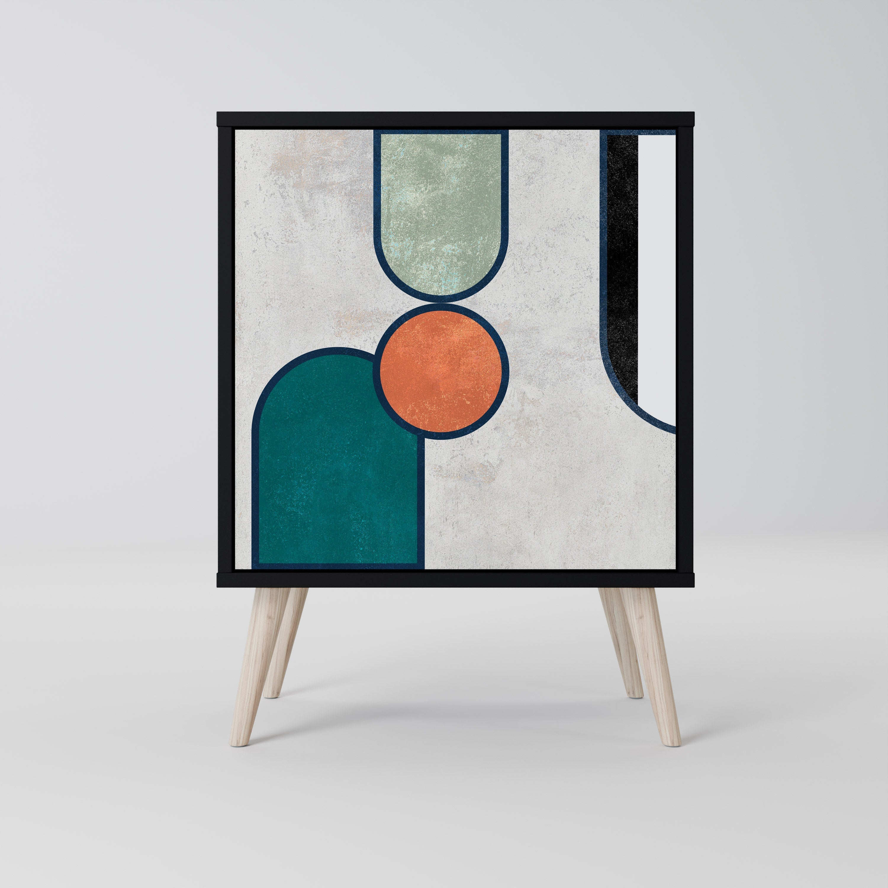 COOL STORY Aparador de 1 Porta em Acabamento Preto