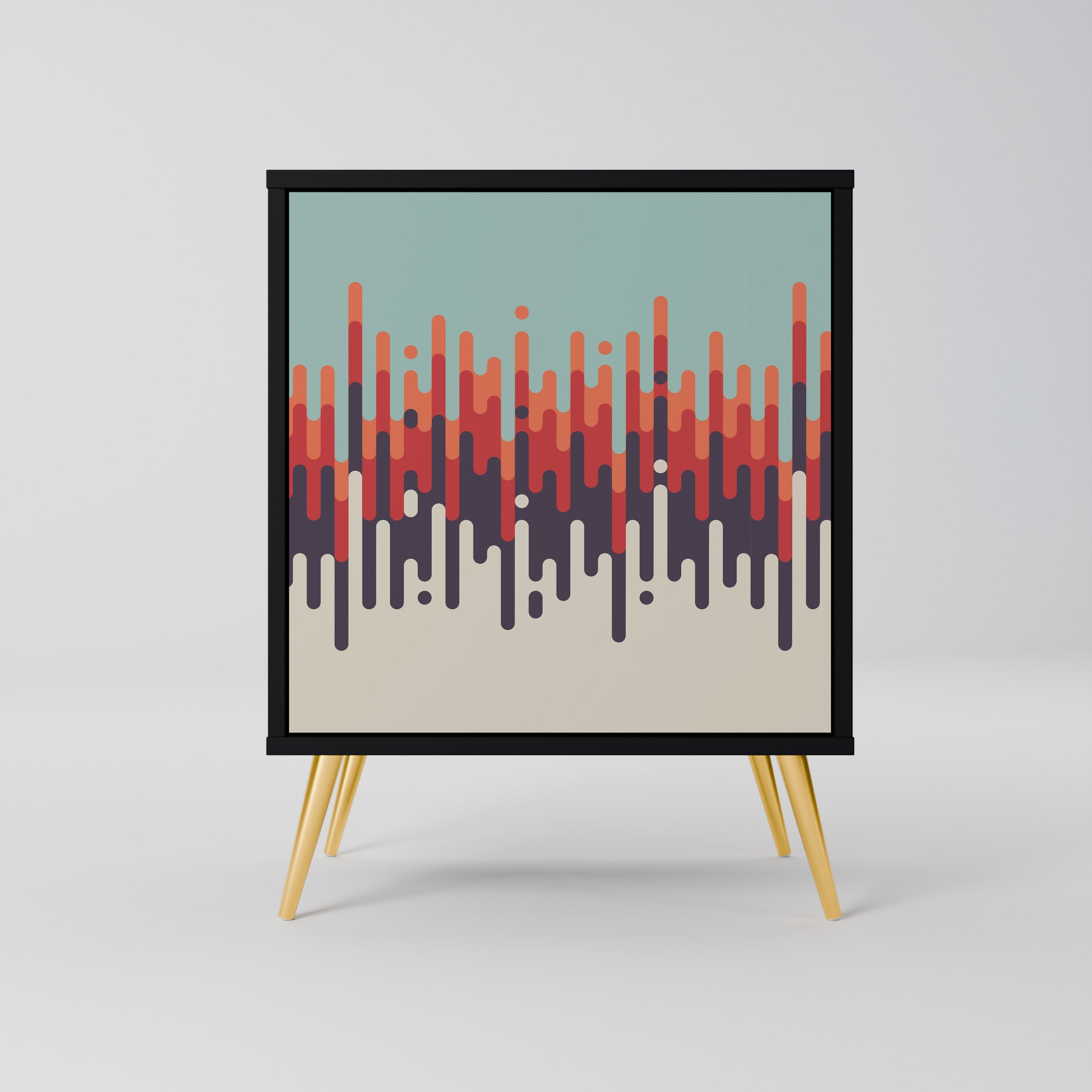 CHROMA CONTOURS Aparador de 1 Porta em Acabamento Preto